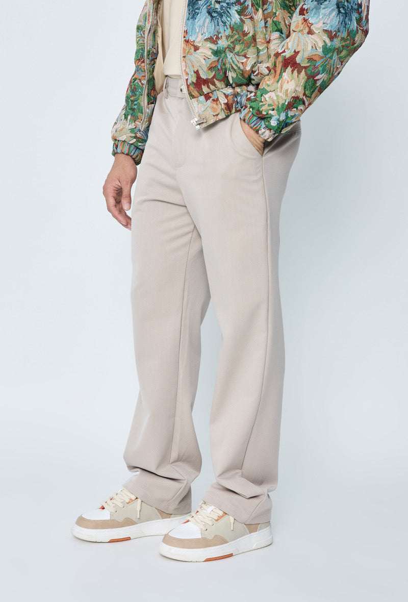 Pantalon beige coupe droite