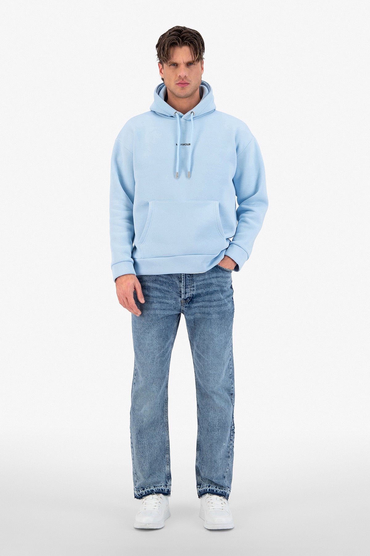 Sweat capuche bleu Amore