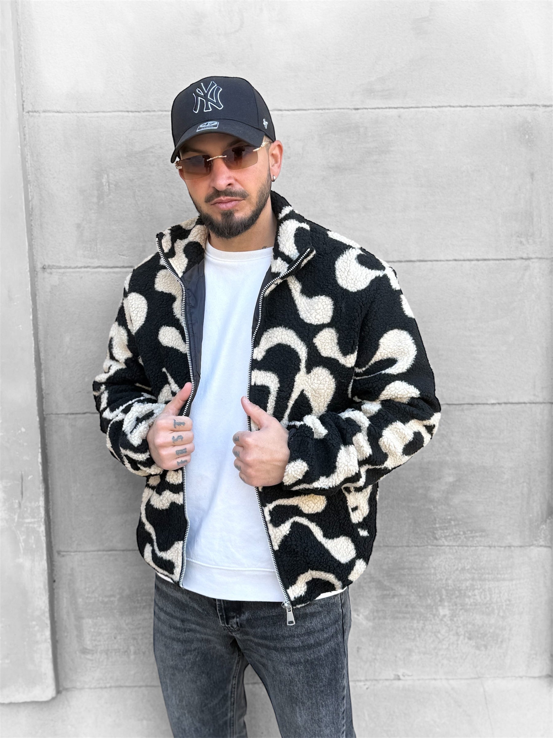 Veste laine beige noir