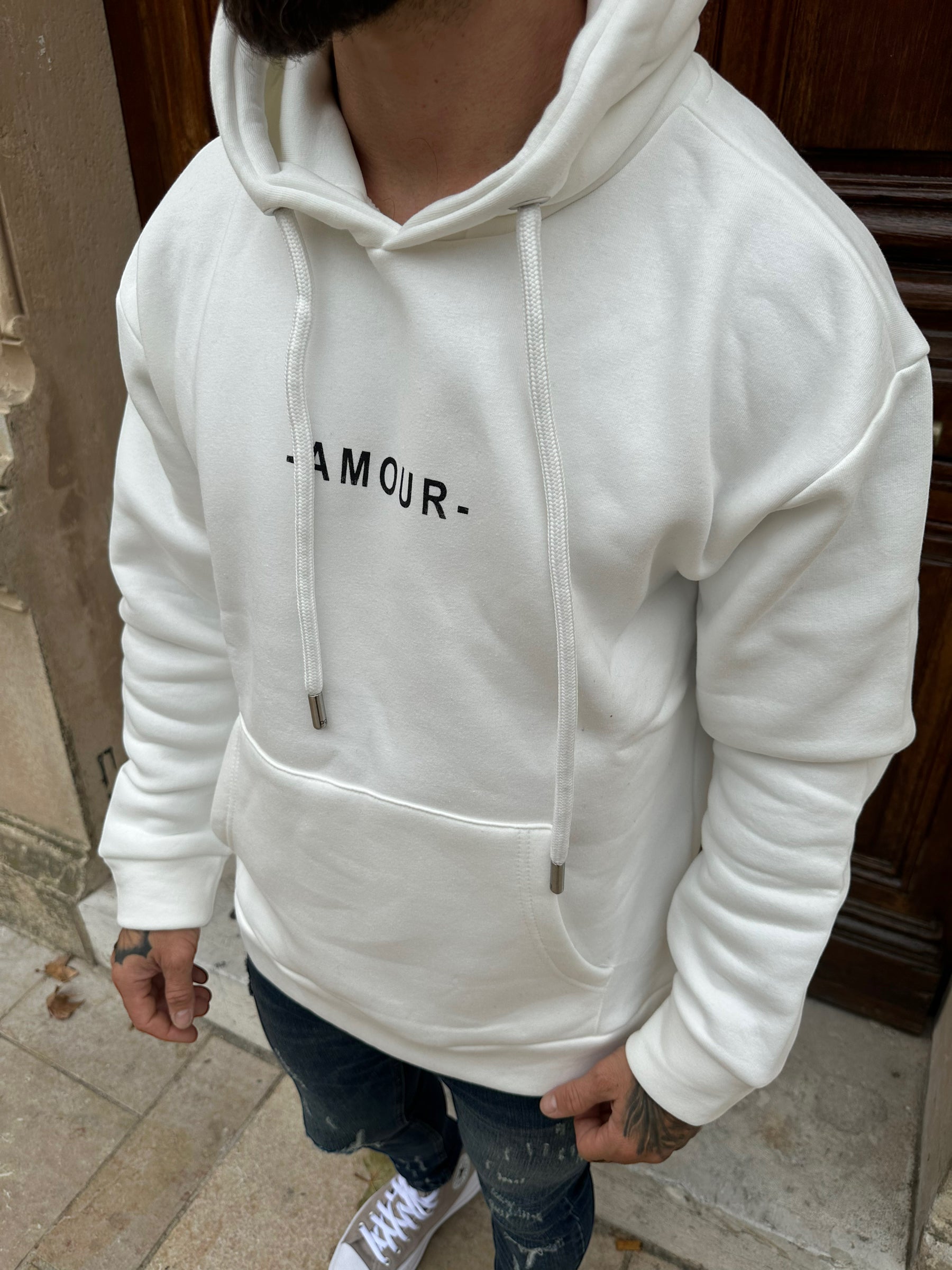 Sweat capuche blanc Amour - Stayin