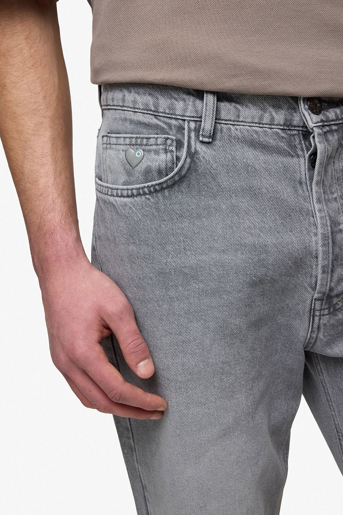 Flare Jean coeur gris clair