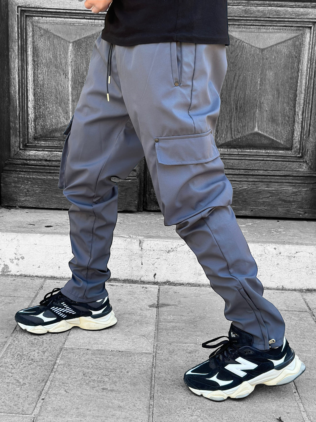 IKAO - Charcoal zip cargo pants #466 