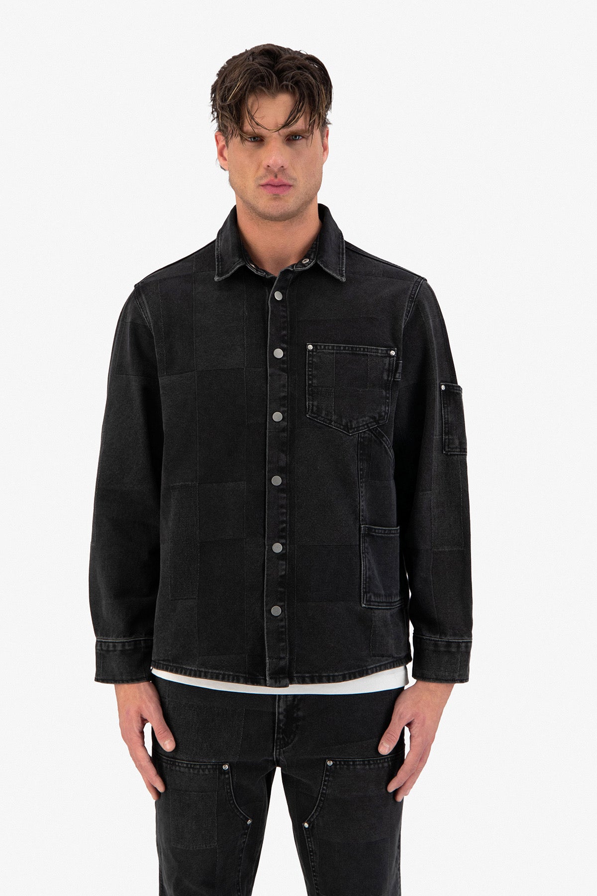 Veste jean London gris/noir