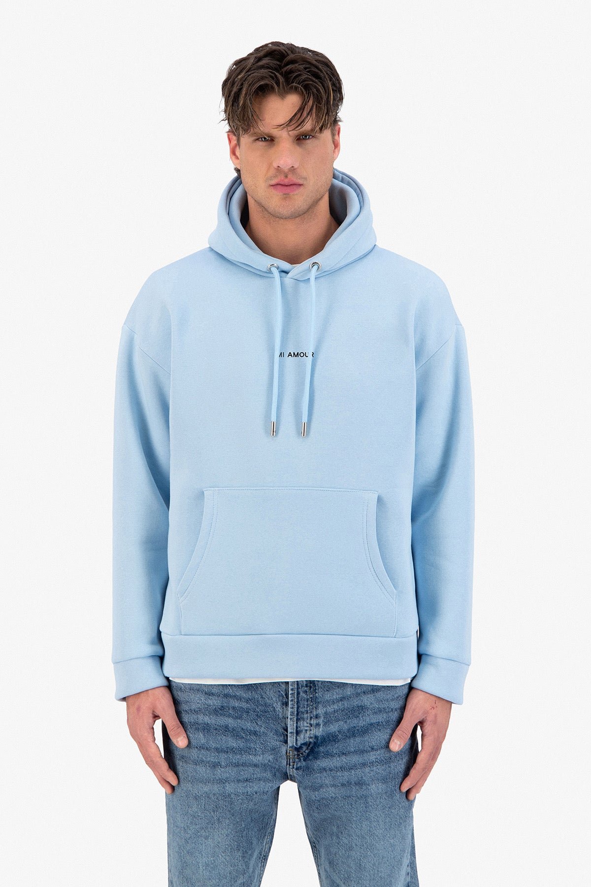 Sweat capuche bleu Amore