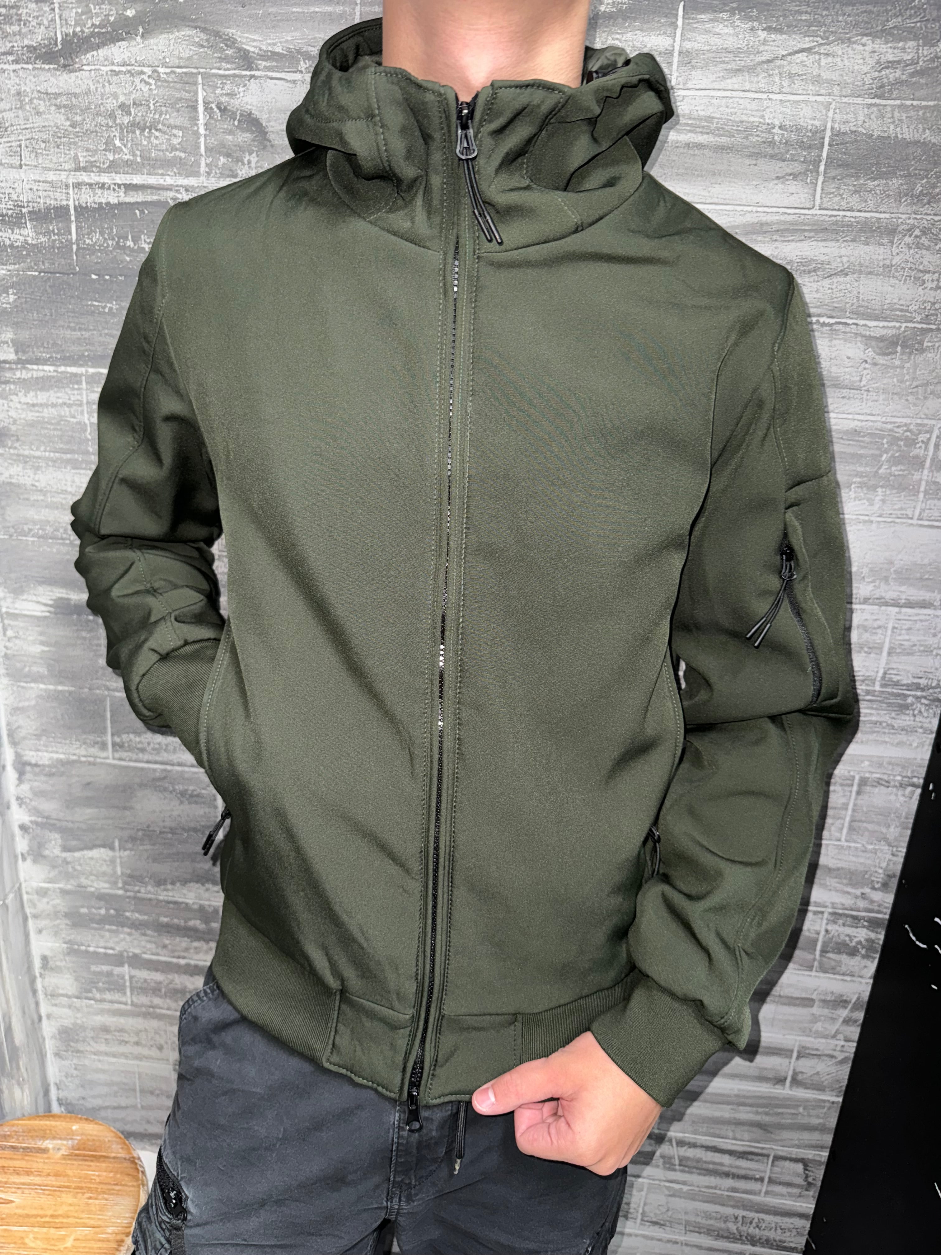 Black hooded jacket