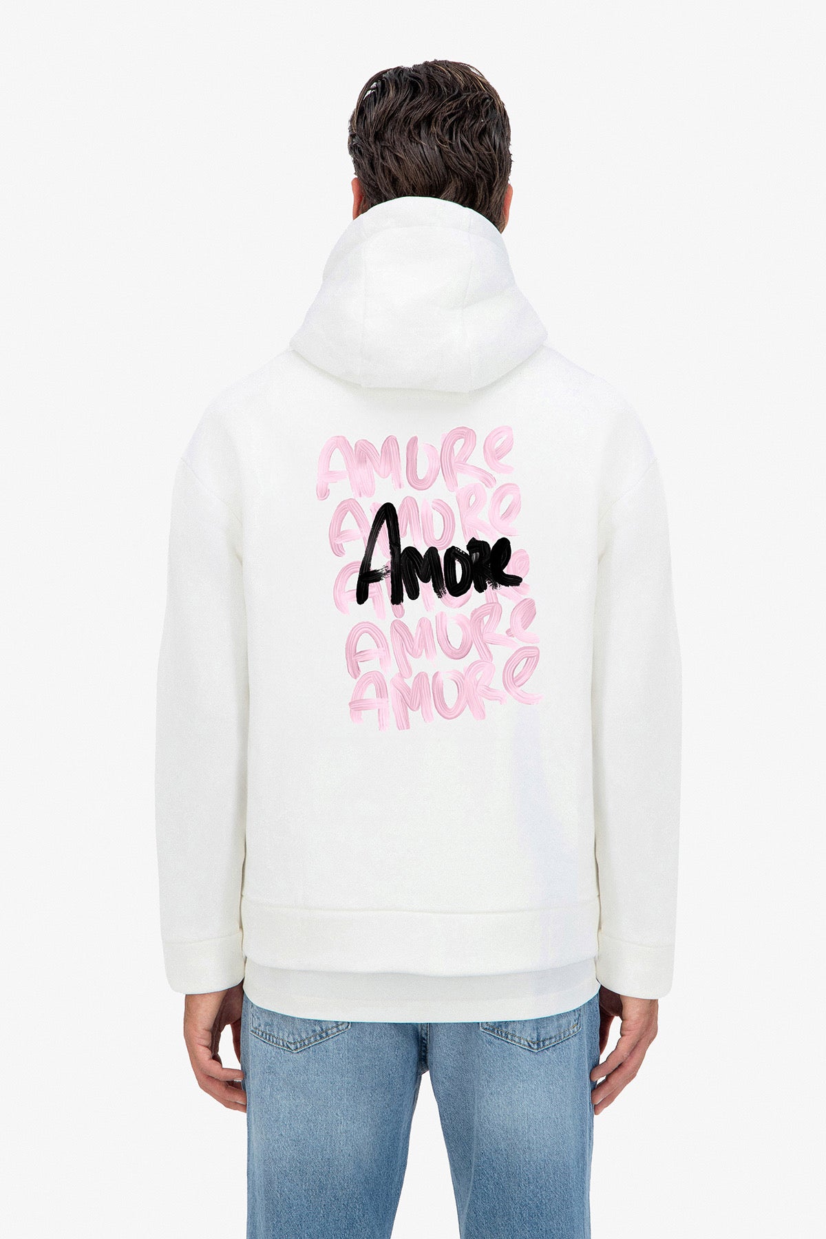 Sweat capuche blanc Amore
