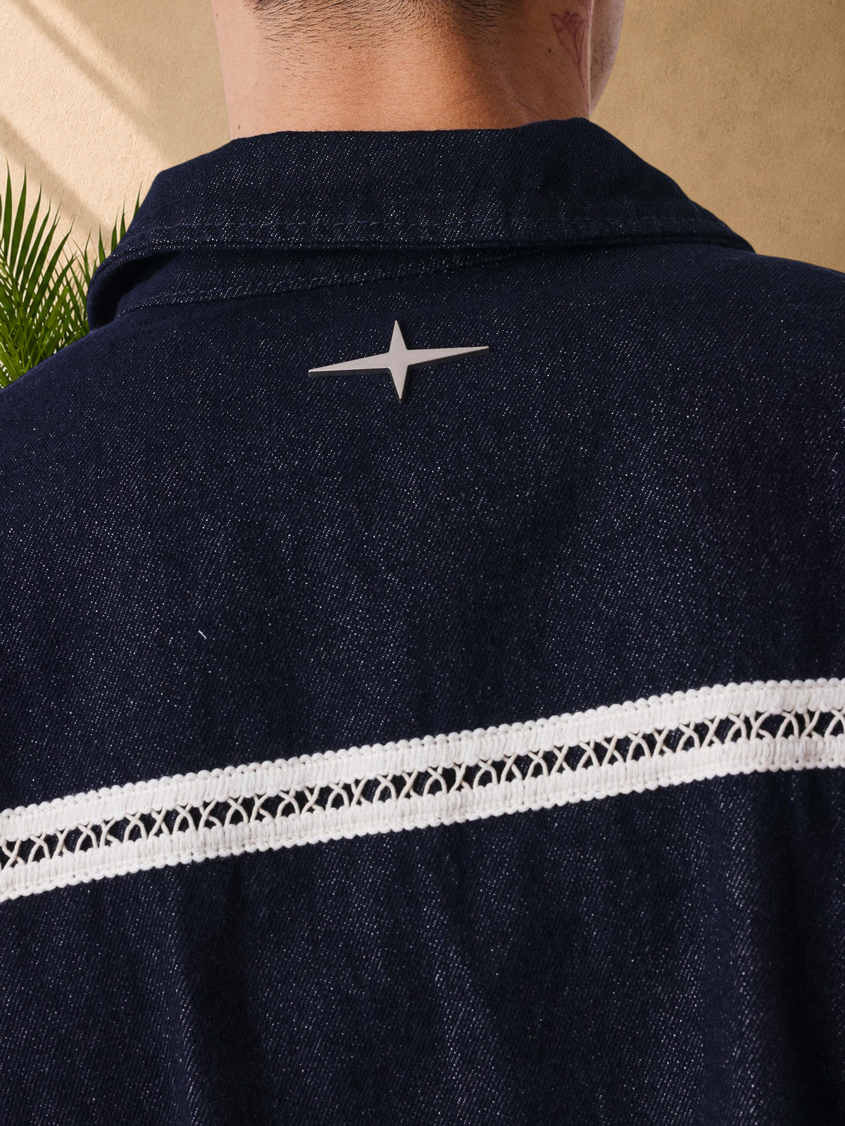 PXP - VESTE EN DENIM BANDE CROCHET BEIGE