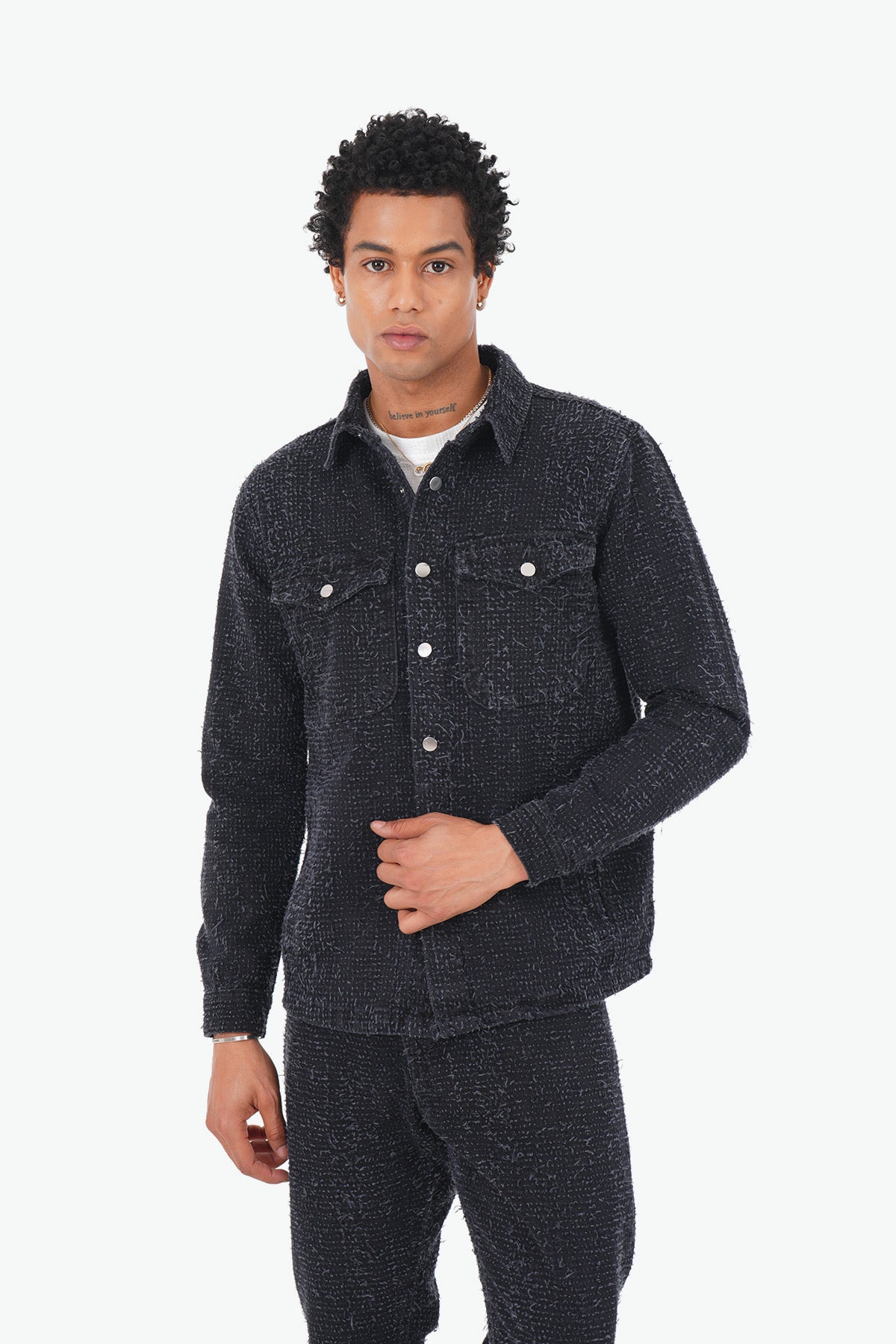 Ensemble gris Jean flare + Veste