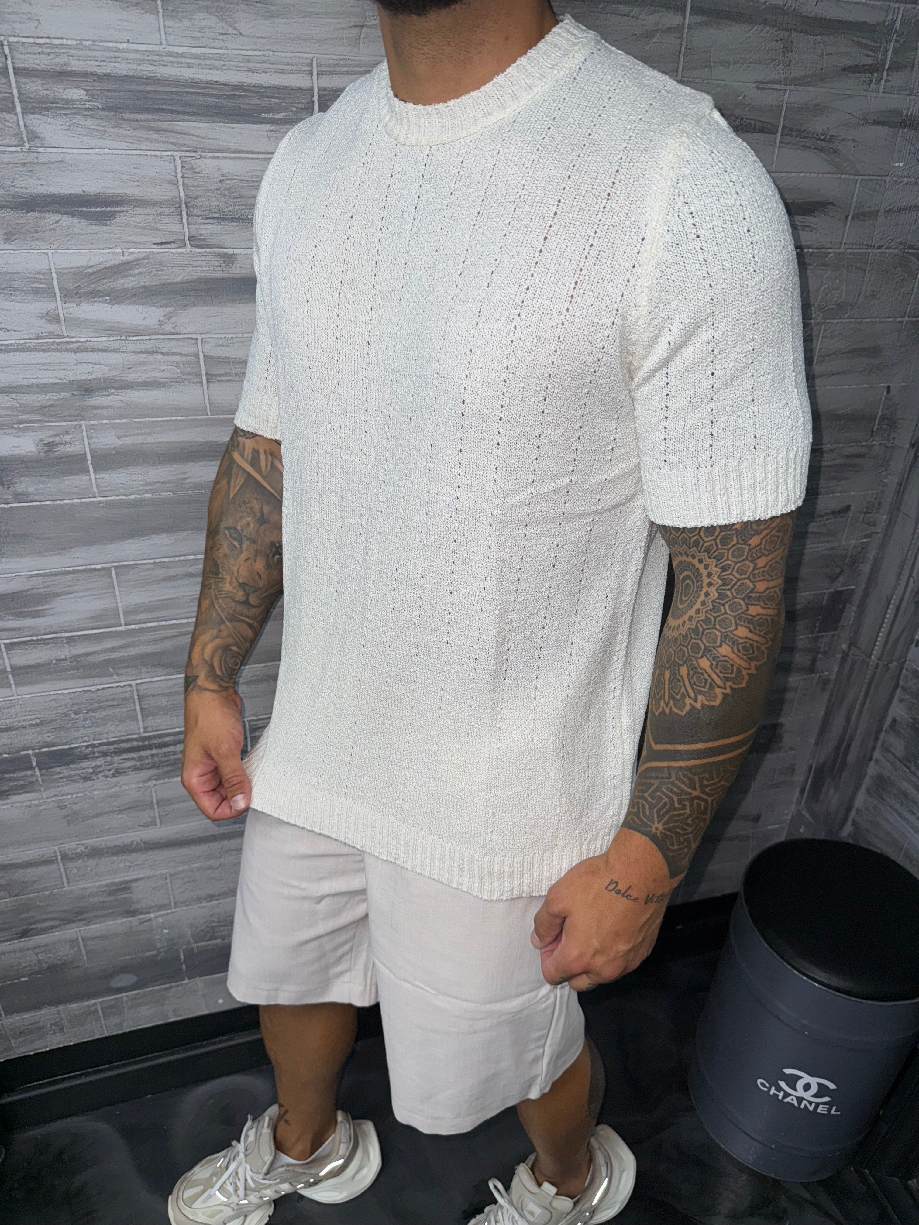 T-shirt maille beige