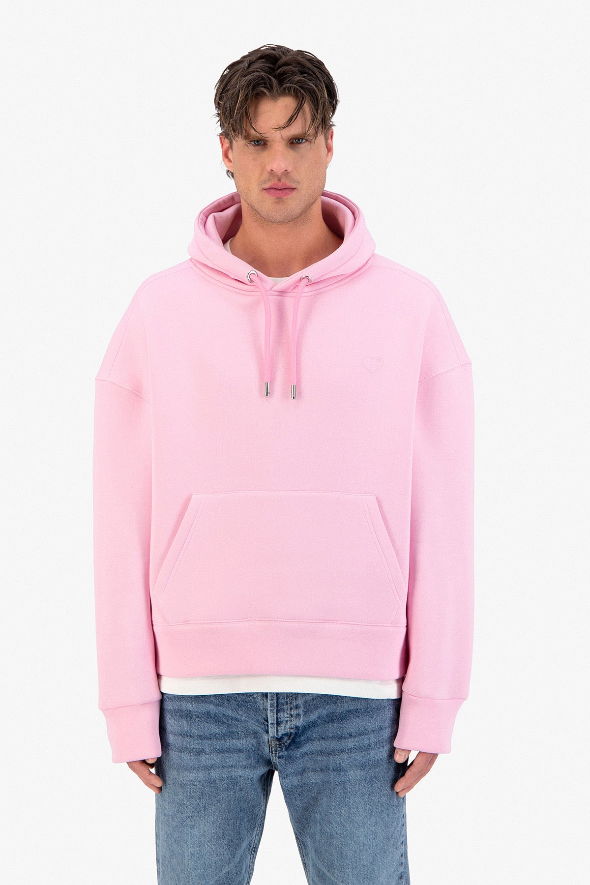 Sweat capuche rose petit cœur