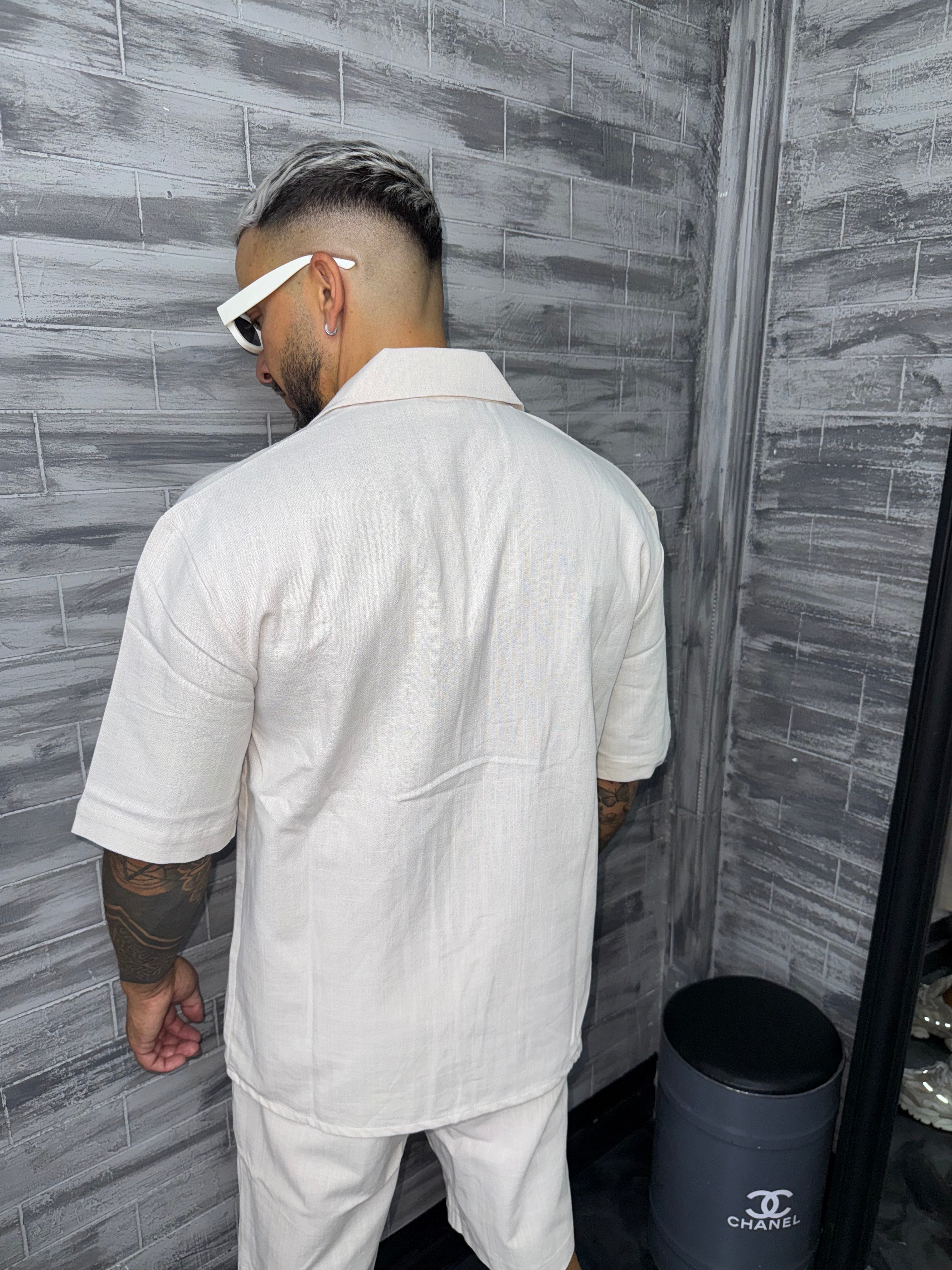 Chemise beige Cœur blanc