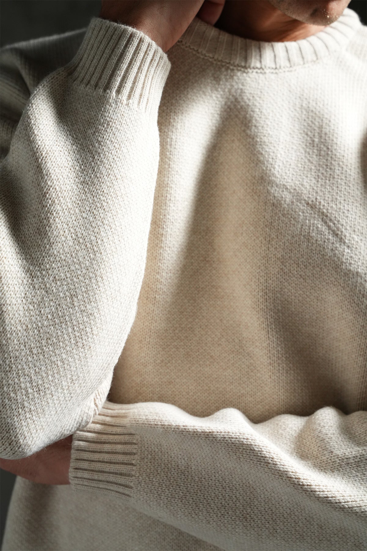 Pull épais maille beige