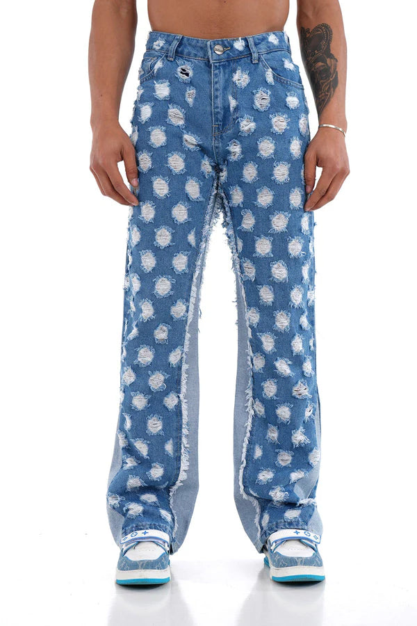 Flare Jean Bleu Trou