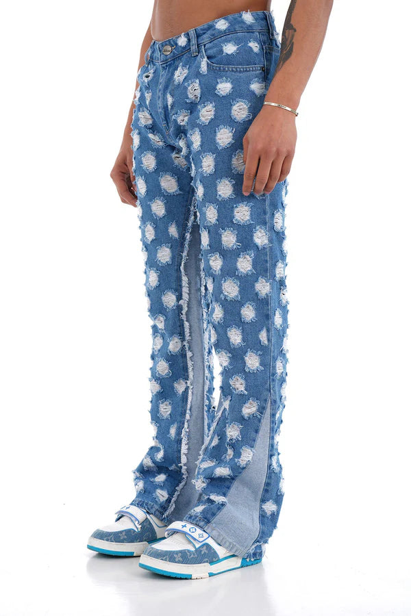 Flare Jean Bleu Trou