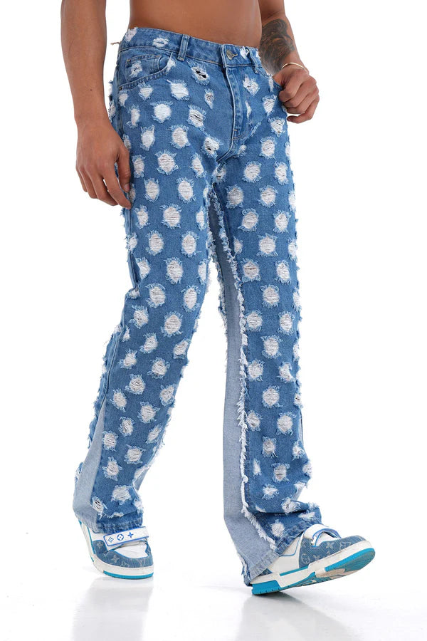 Flare Jean Bleu Trou