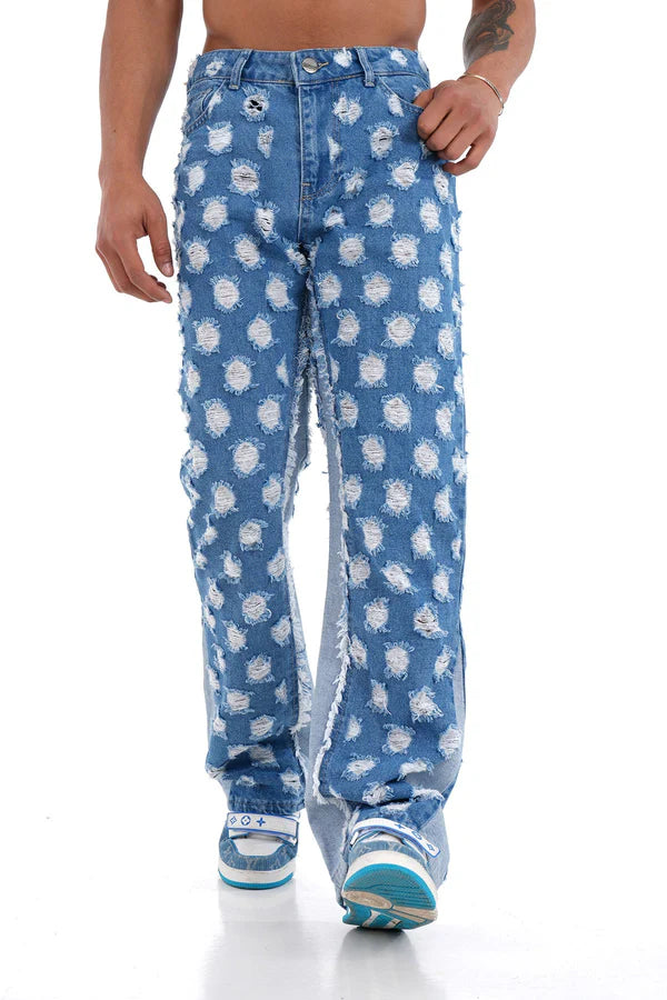 Flare Jean Bleu Trou
