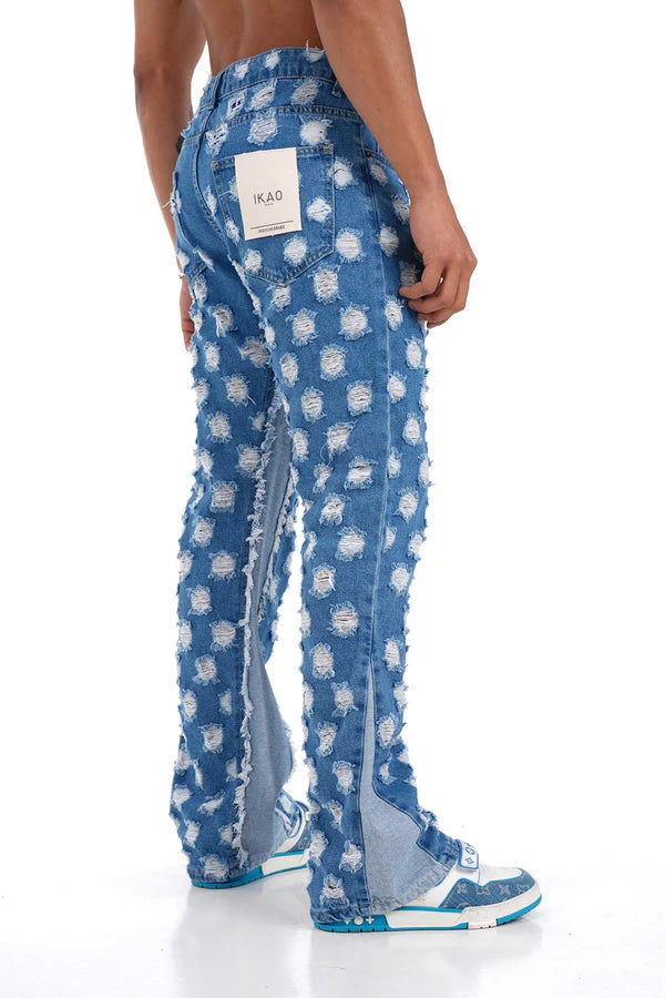 Flare Jean Bleu Trou