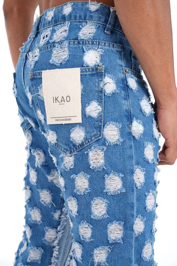 Flare Jean Bleu Trou