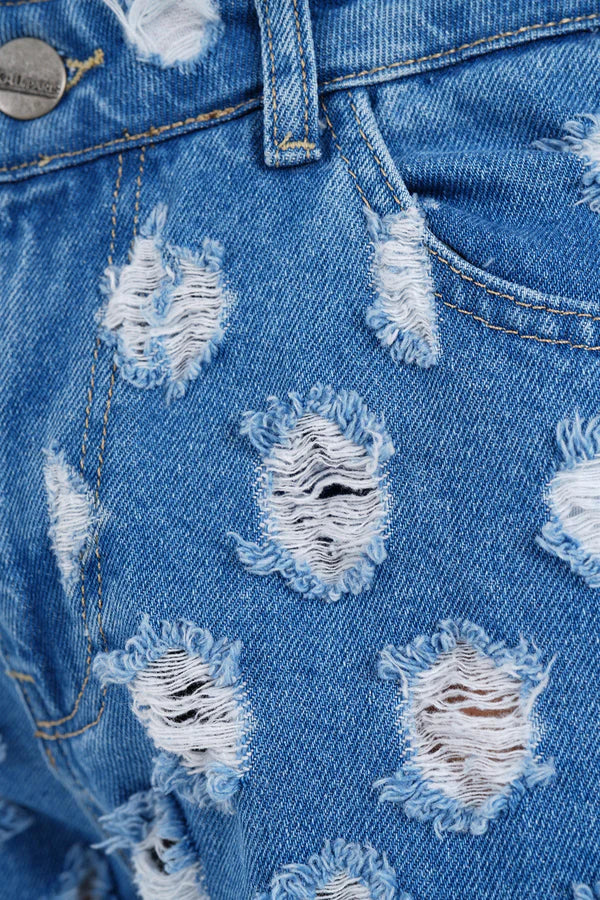 Flare Jean Bleu Trou