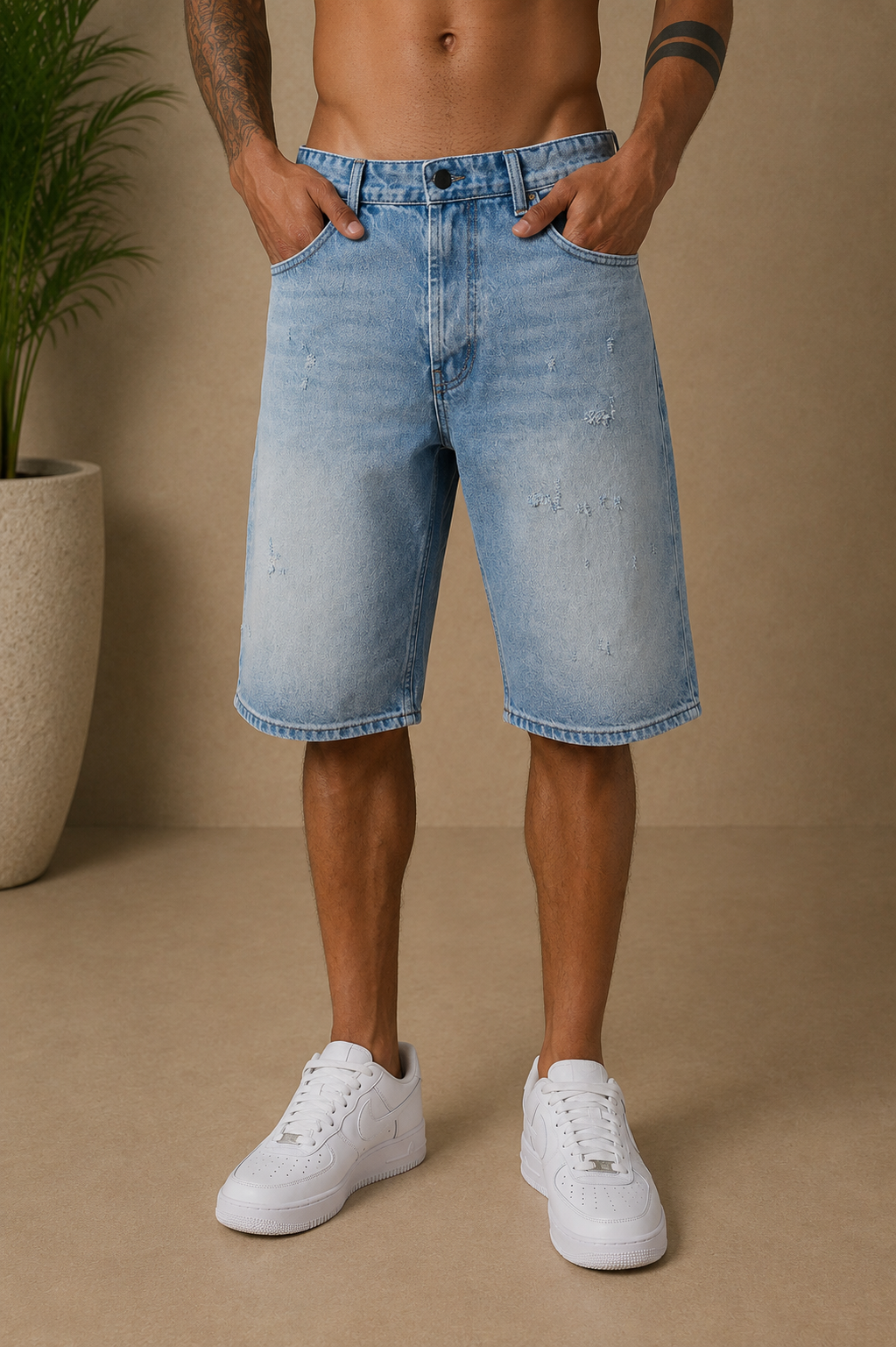 Short Jean bermuda bleu clair