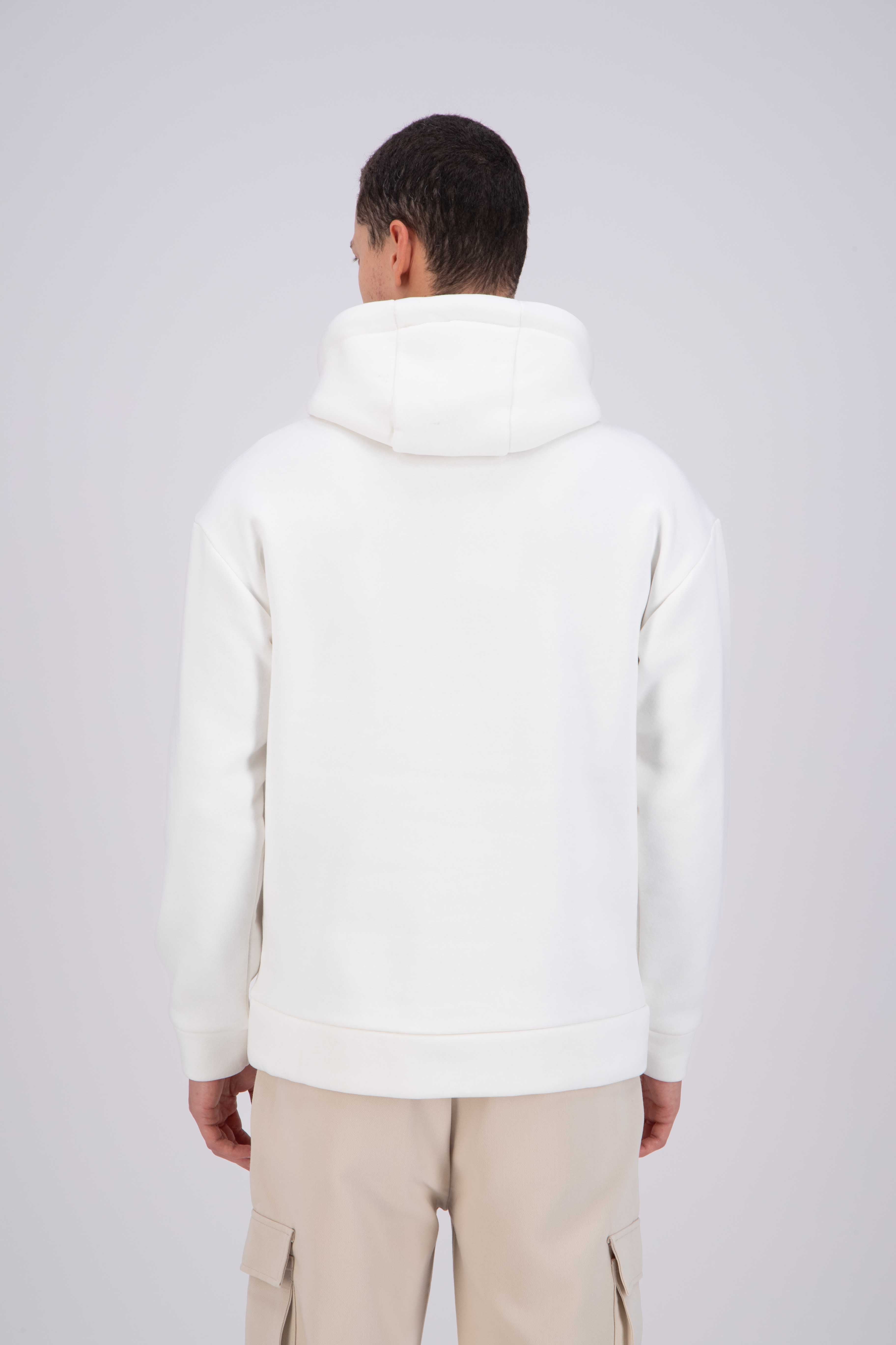 Sweat capuche Blanc Cœur beige