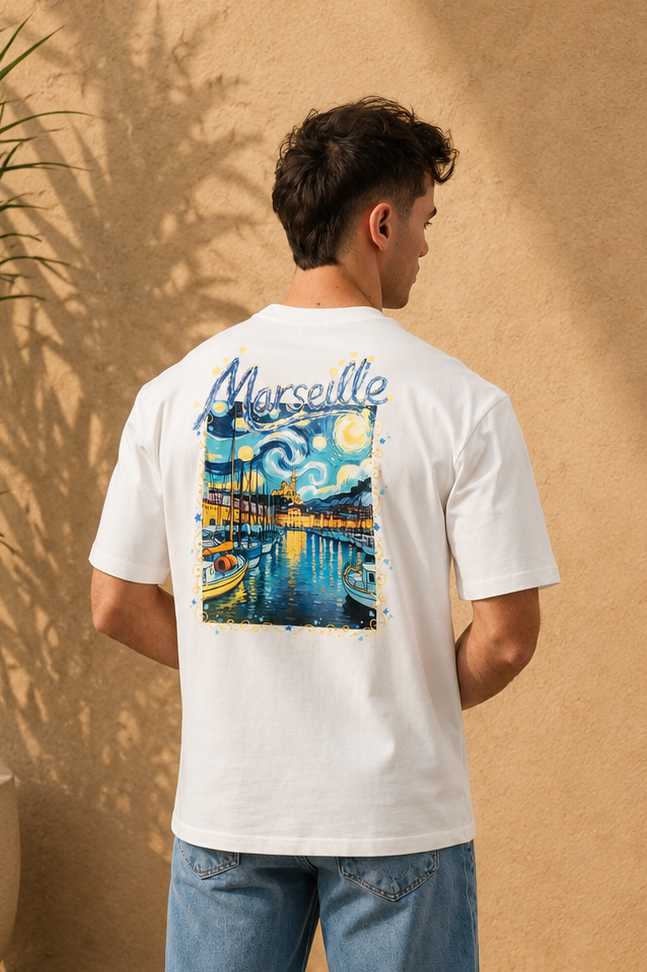 T-shirt tableau Marseille blanc