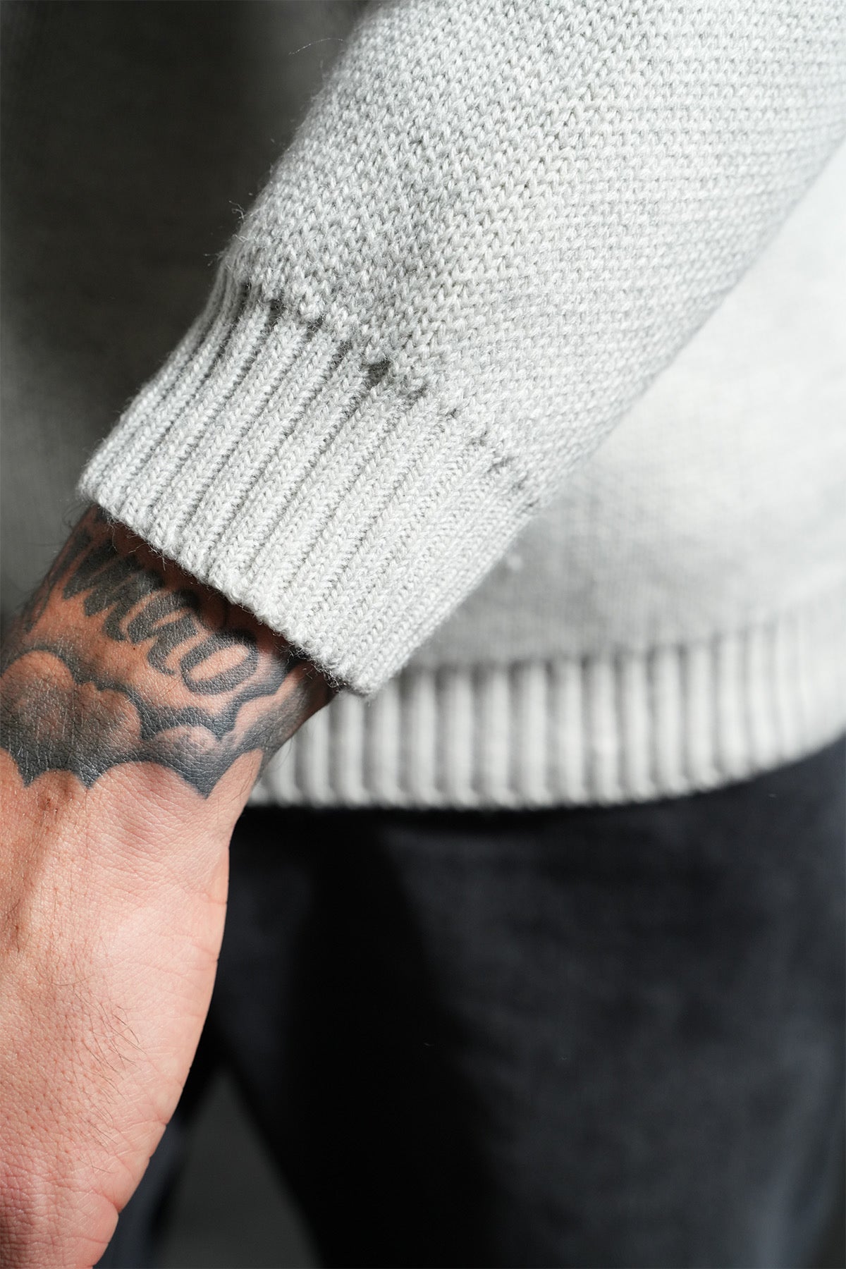 Pull épais maille gris clair