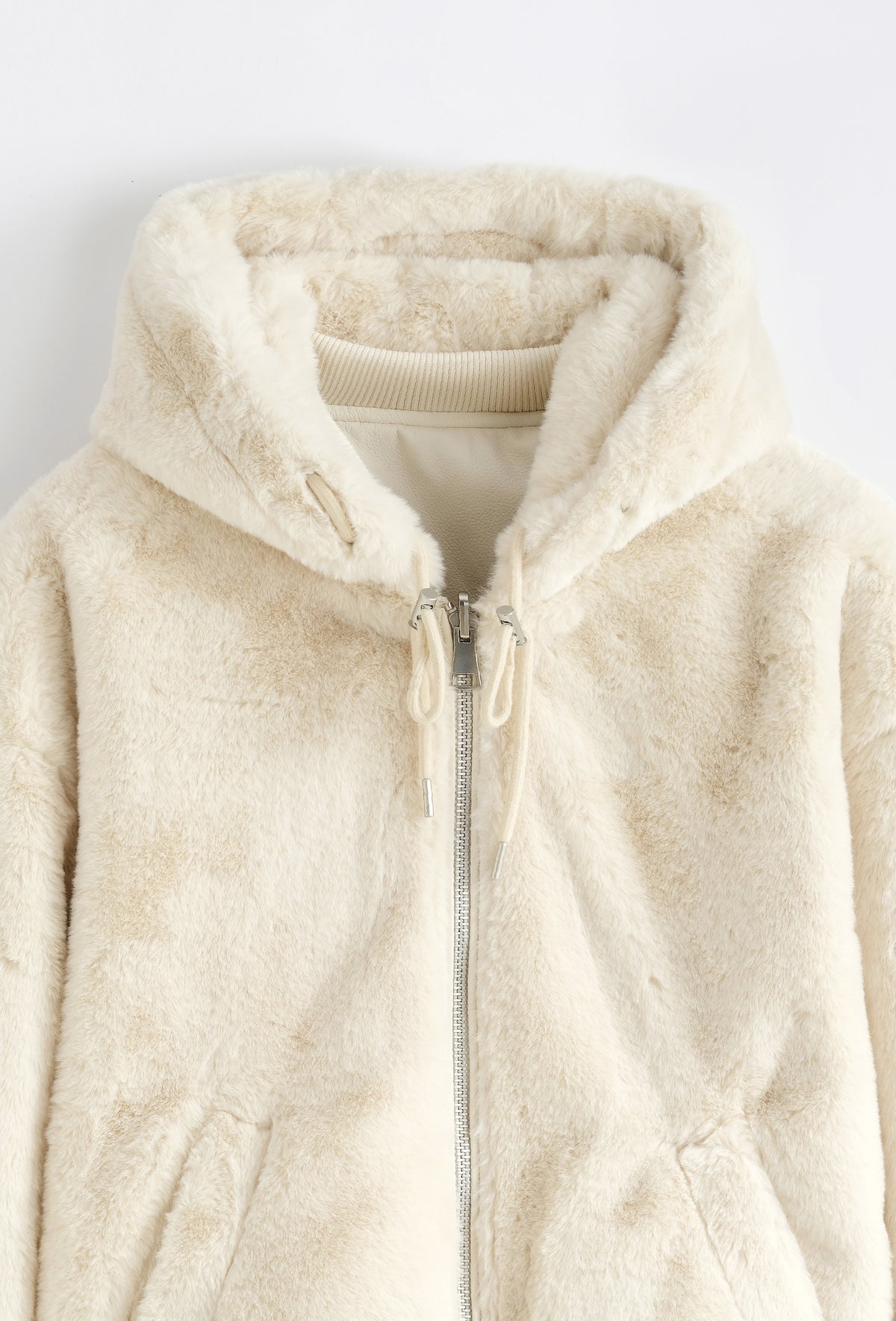 Veste bomber crème réversible similicuir / fourrure