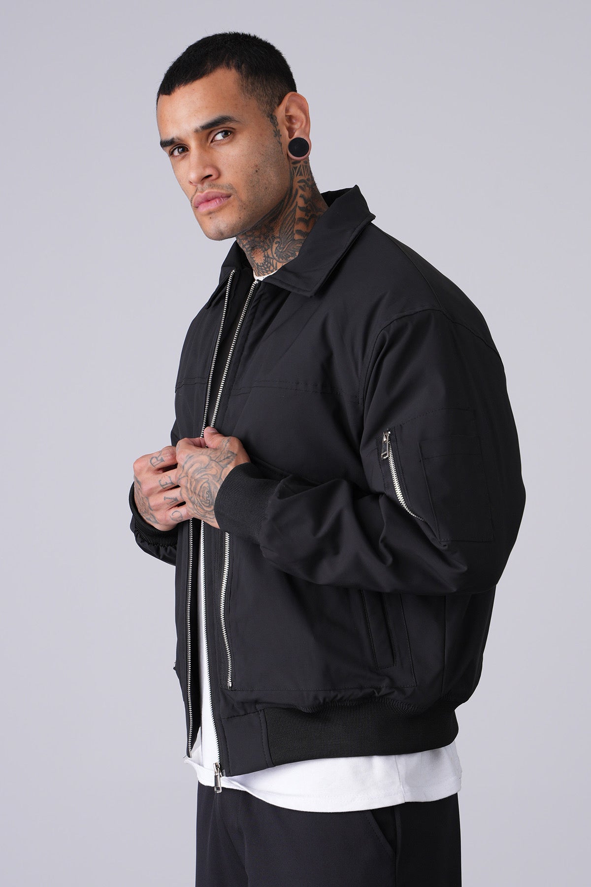 Veste oversize noir zip