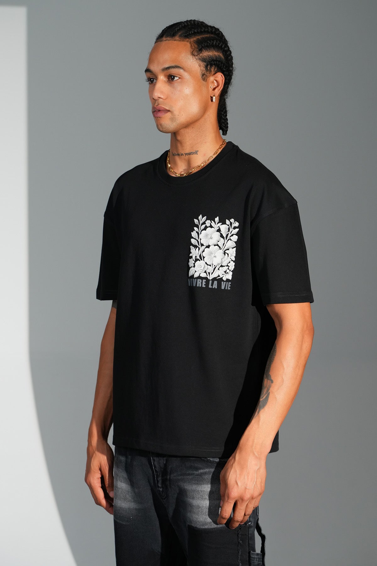 T-Shirt Vivre la vie noir