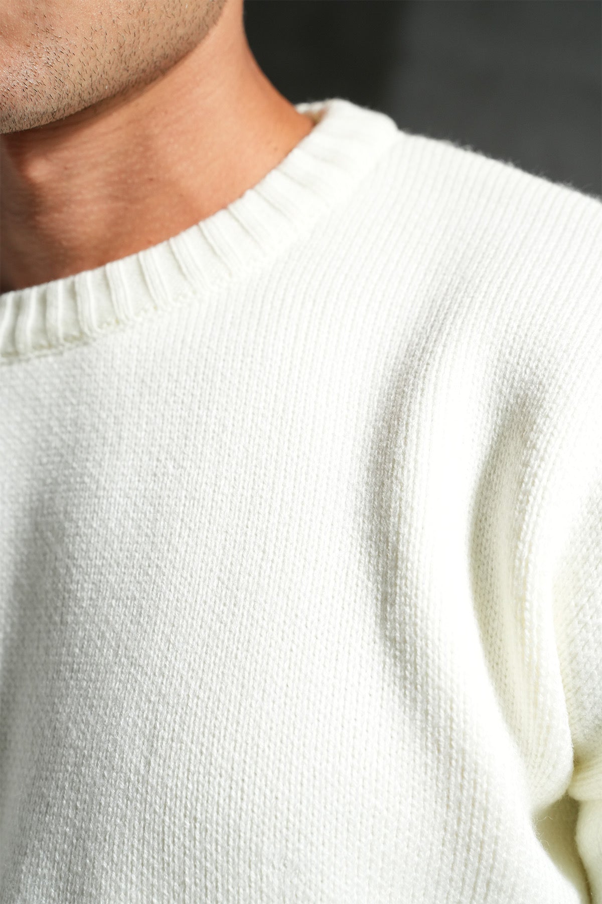 Pull épais maille écru