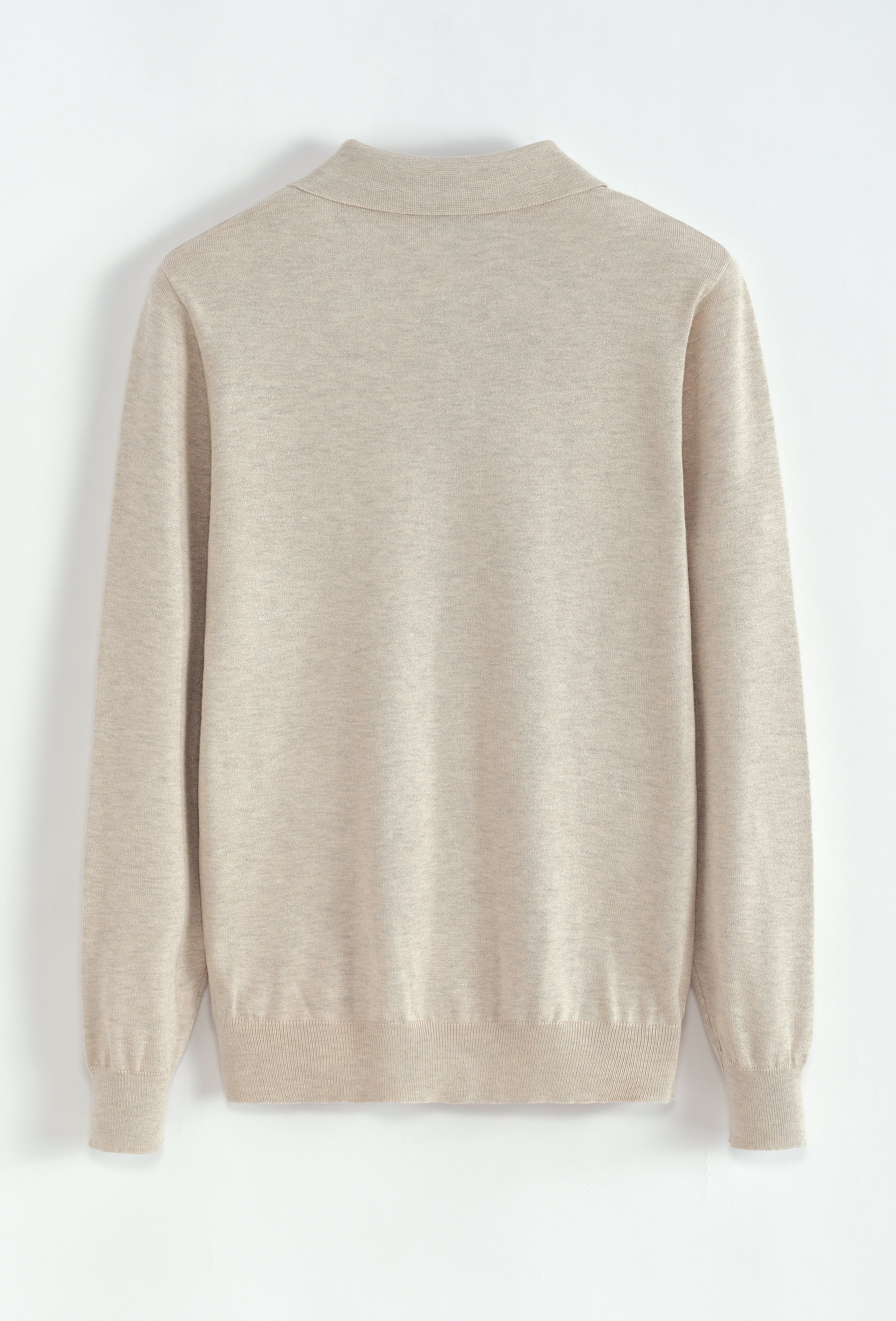 Pull polo manche longue beige