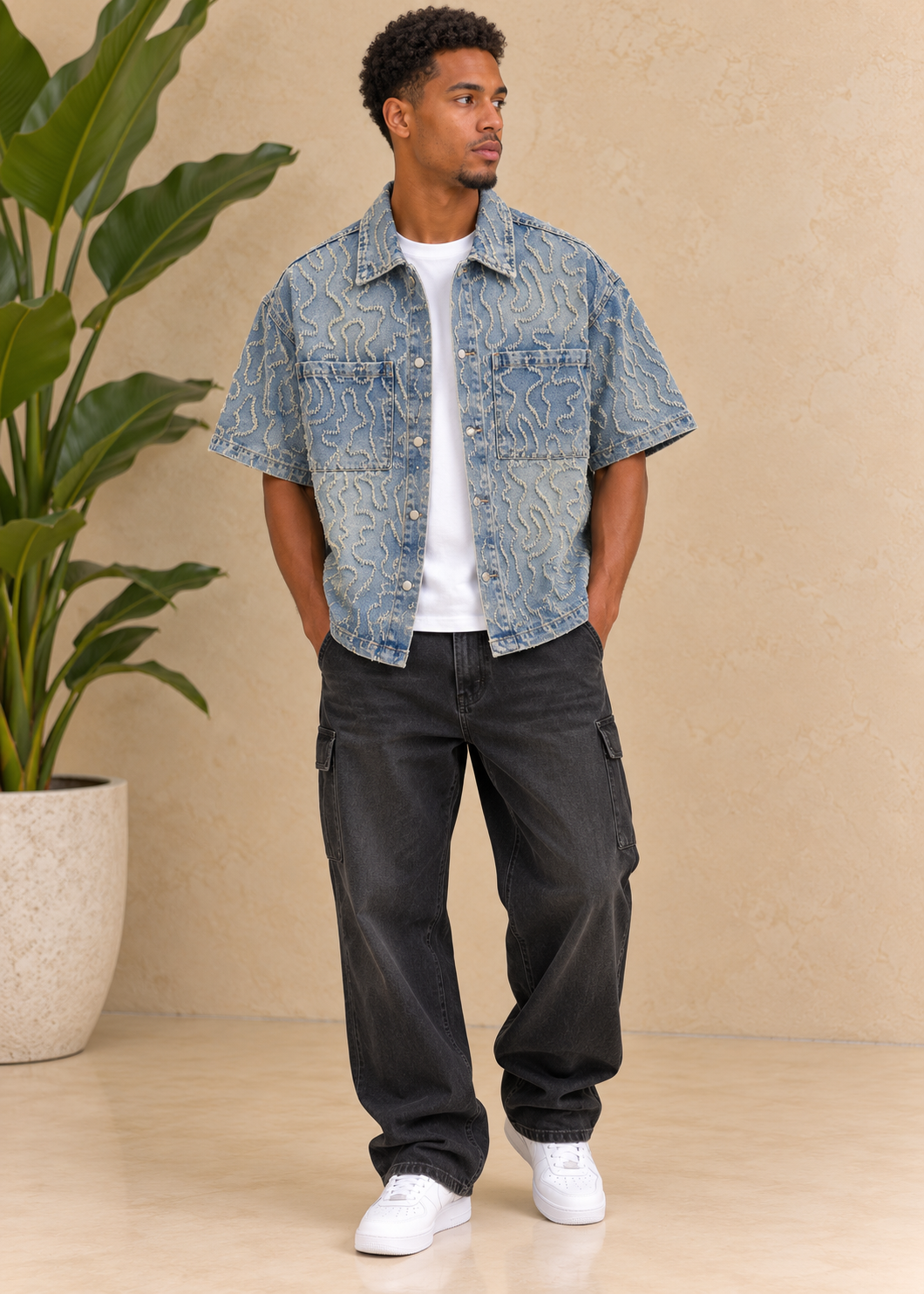 Chemise en jean motif