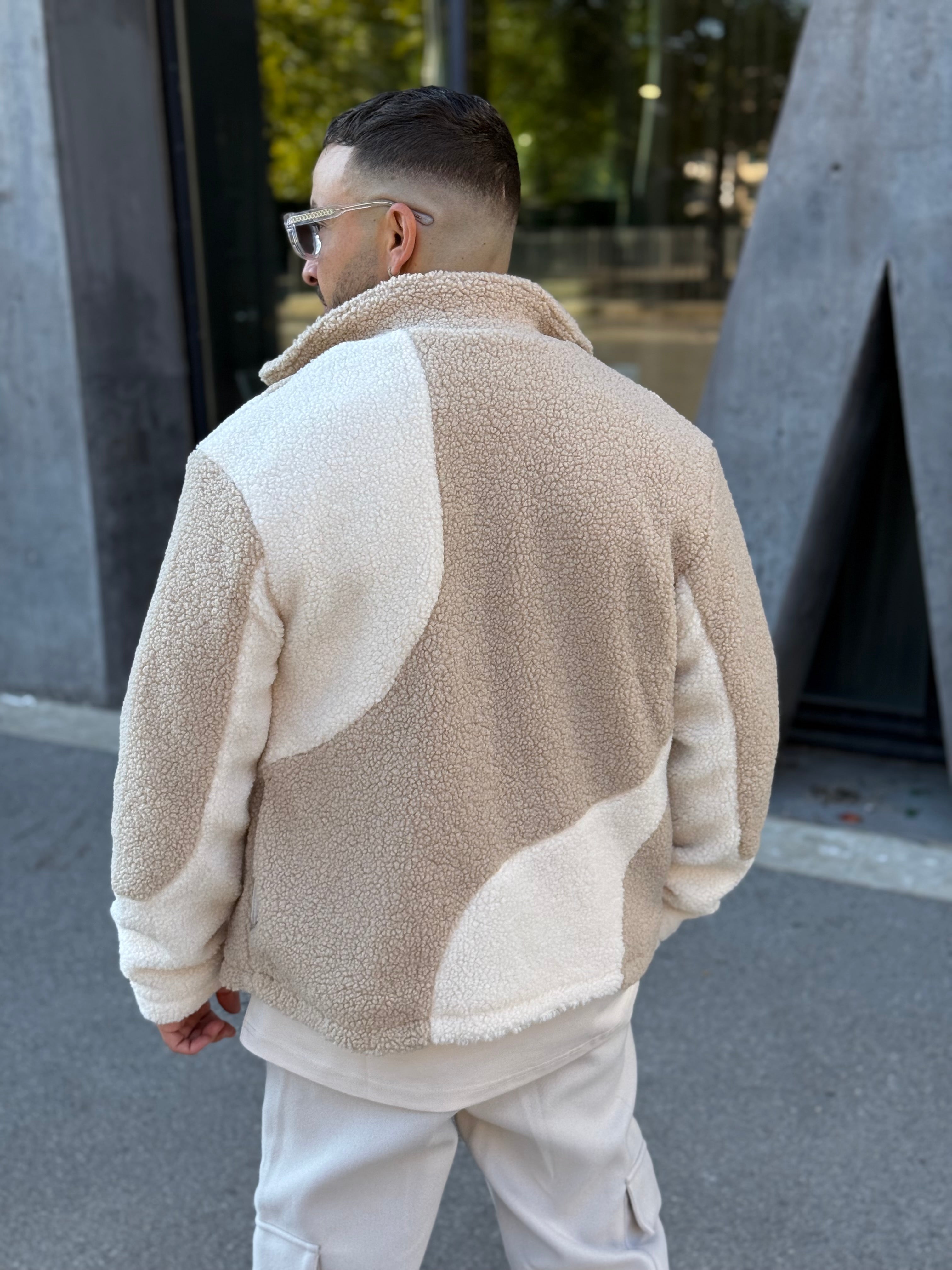 Veste laine beige blanc