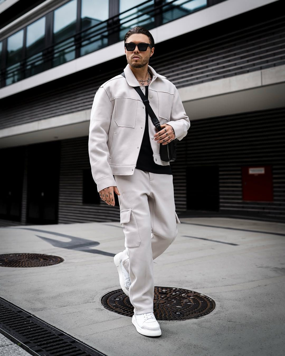 Ensemble veste et pantalon cargo beige