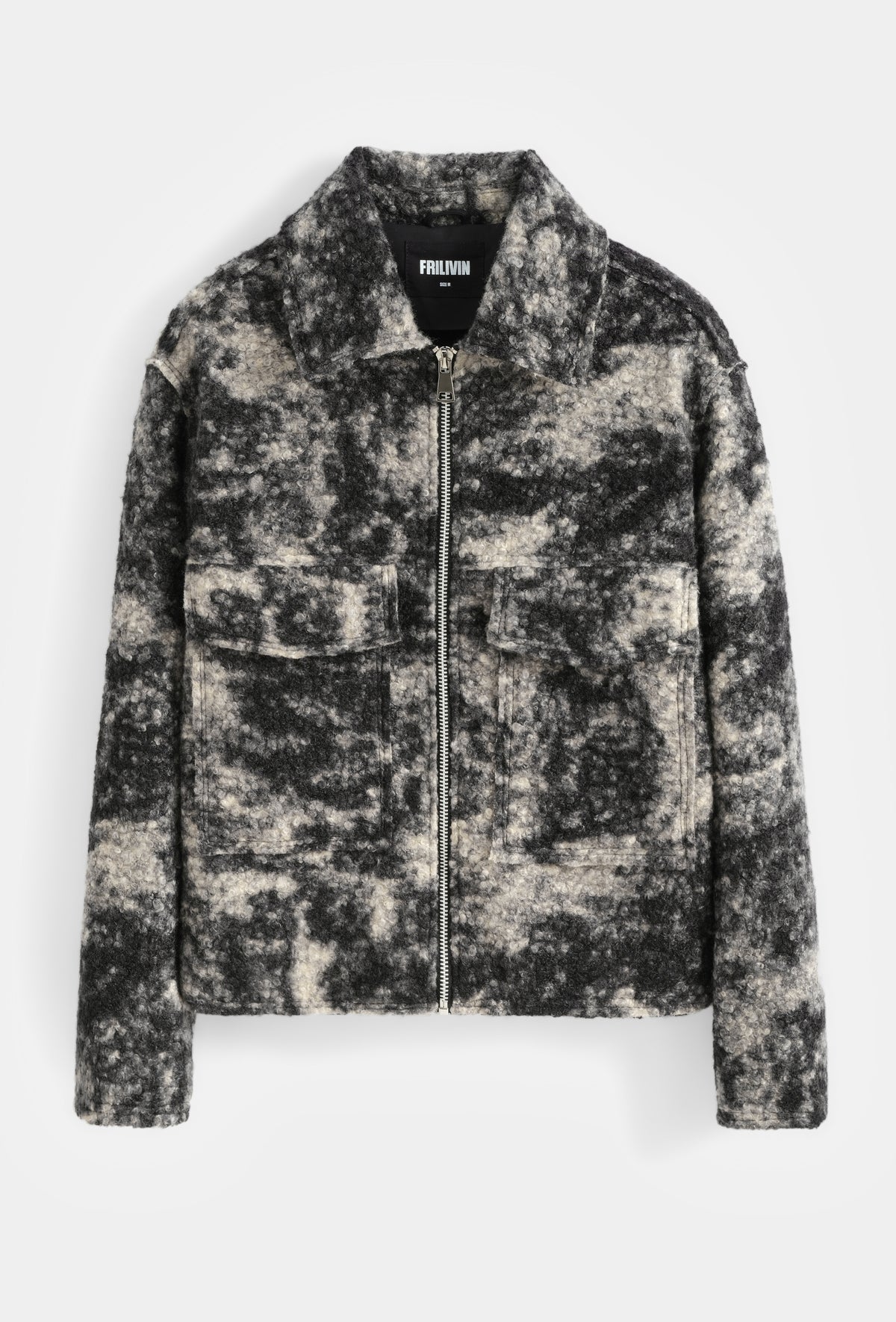 Veste laine bouclée grise