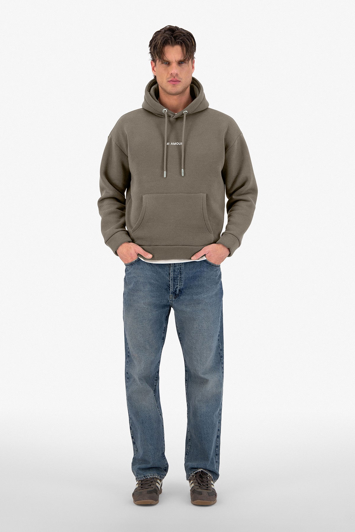 Sweat capuche kaki Amore