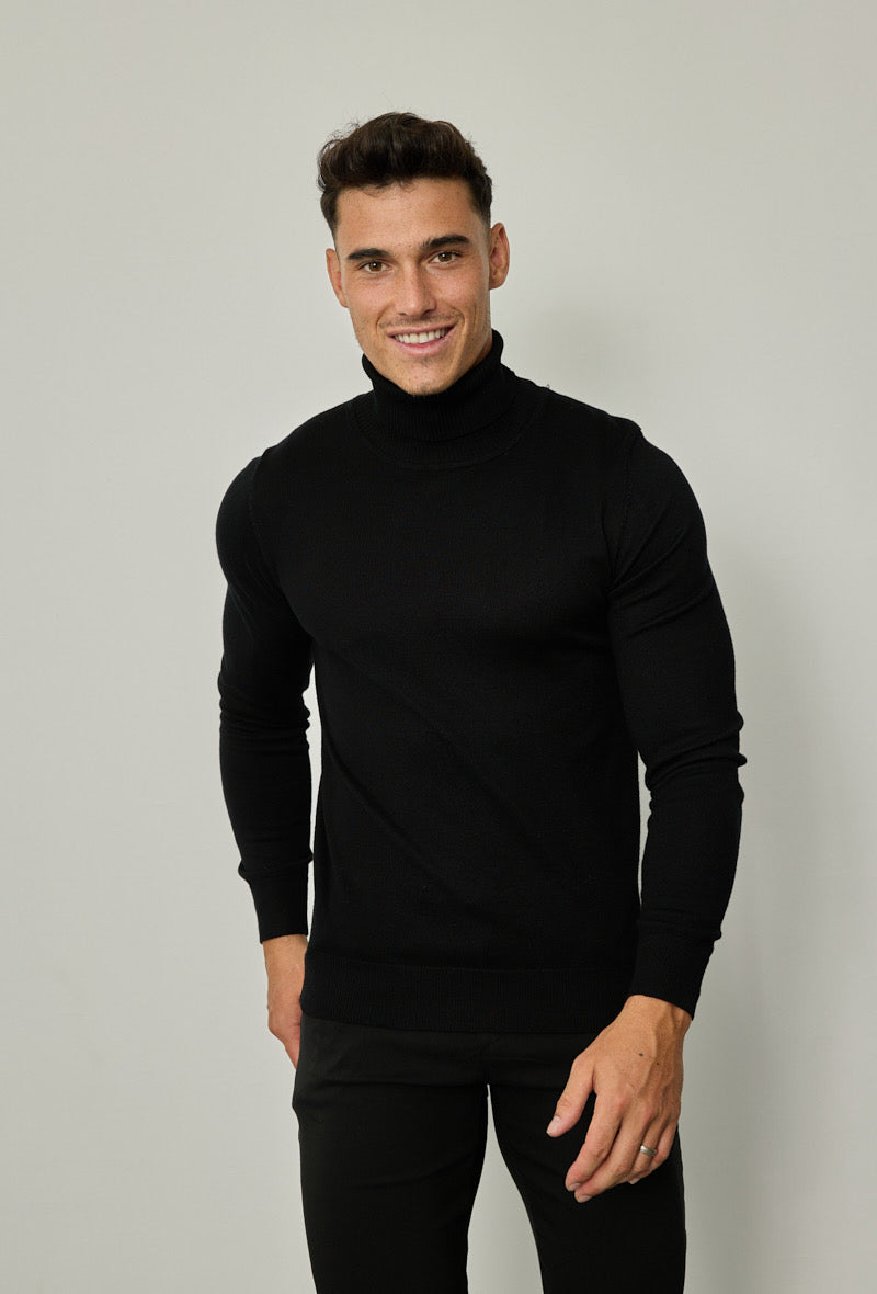 Pull Col roulé fin noir