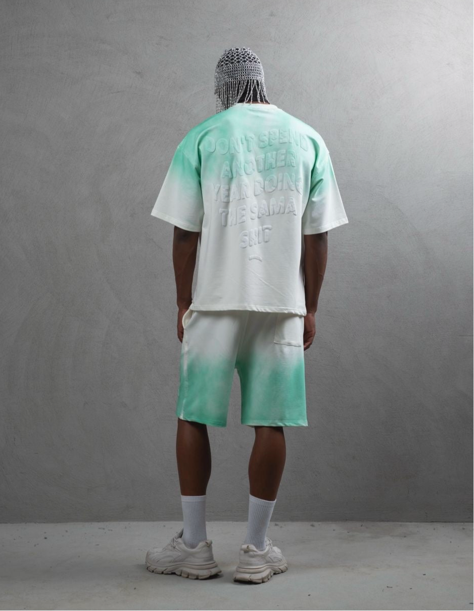 Ensemble short + t-shirt blanc vert