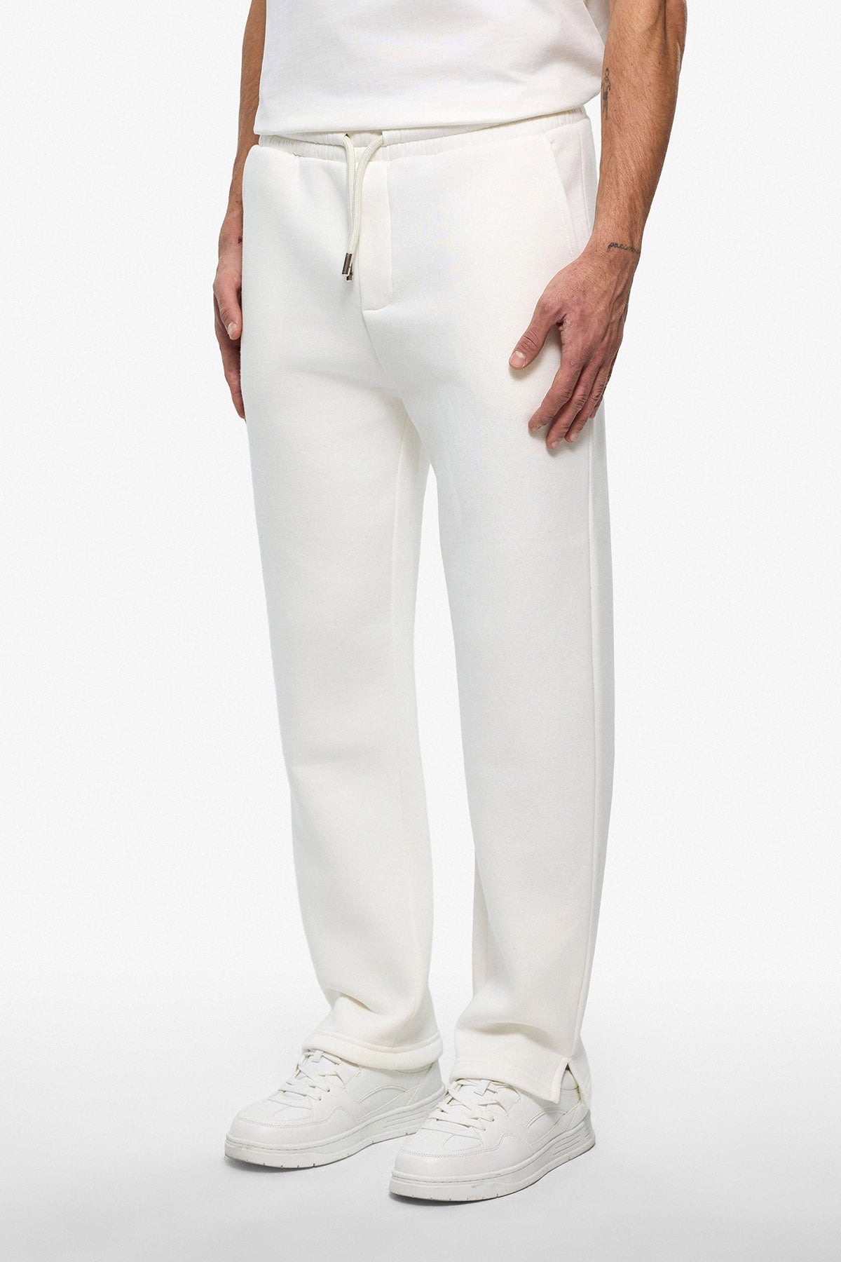 Pantalon jogg fente blanc