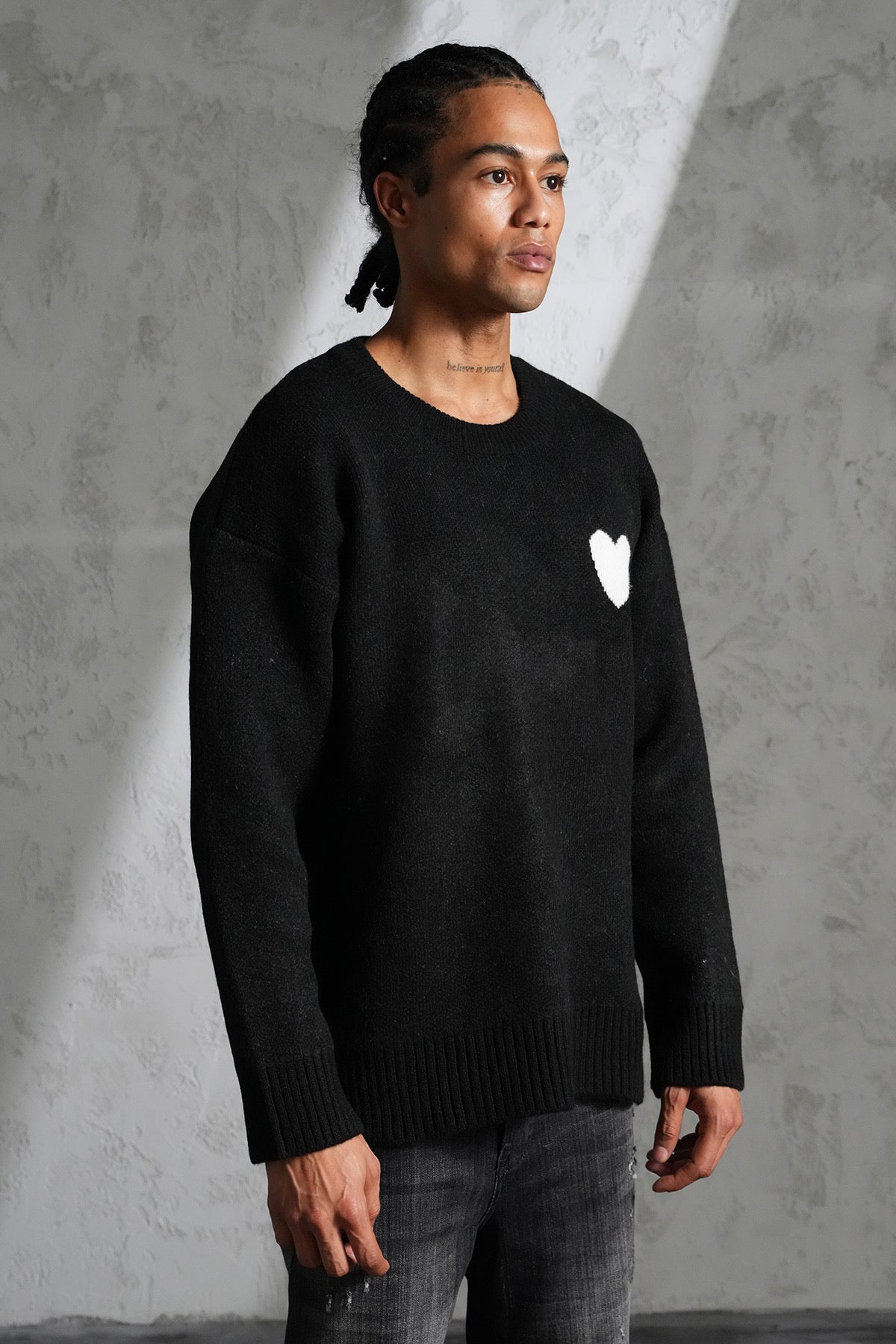 Pull maille noir Cœur