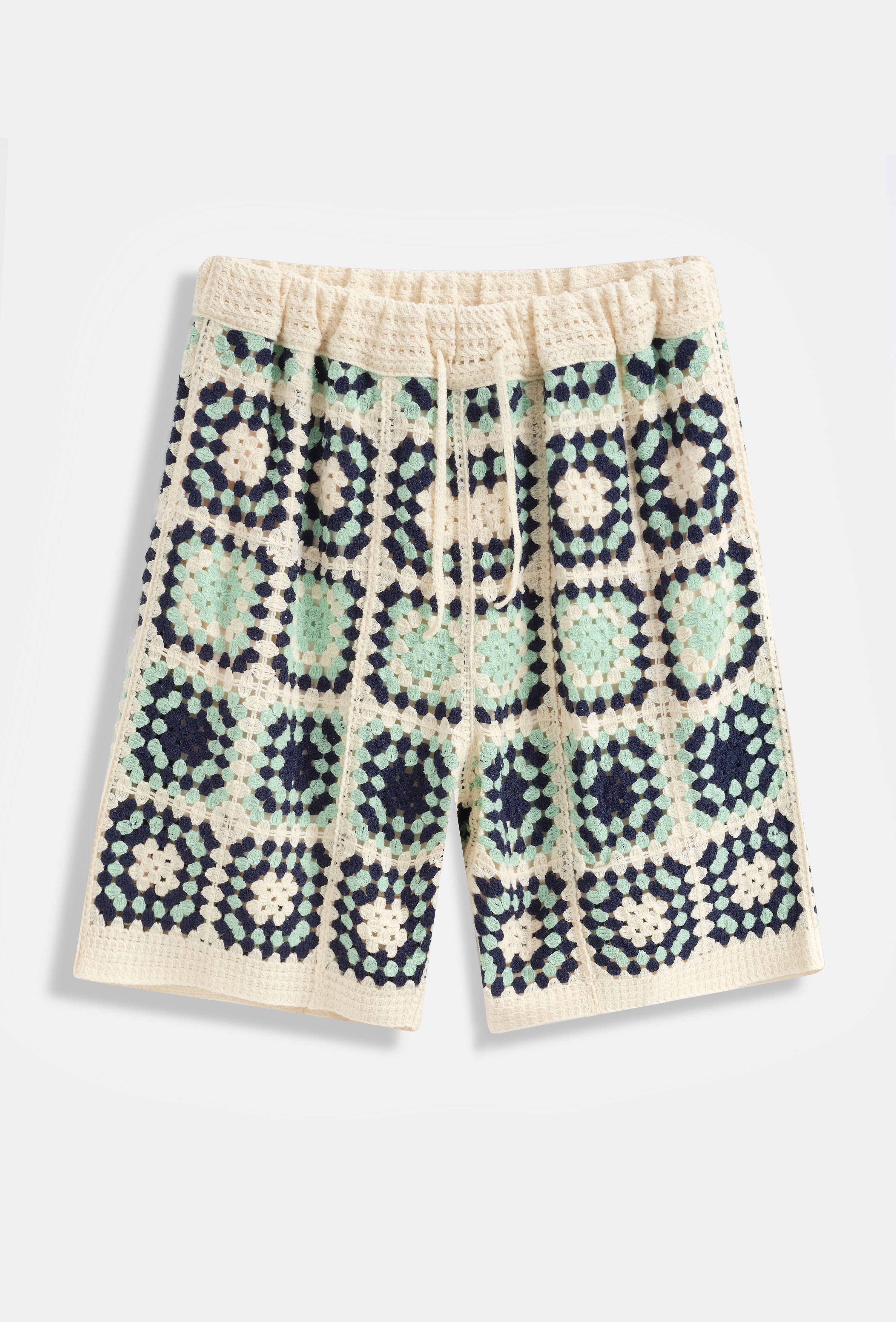 Ensemble crochet beige et vert short et chemise