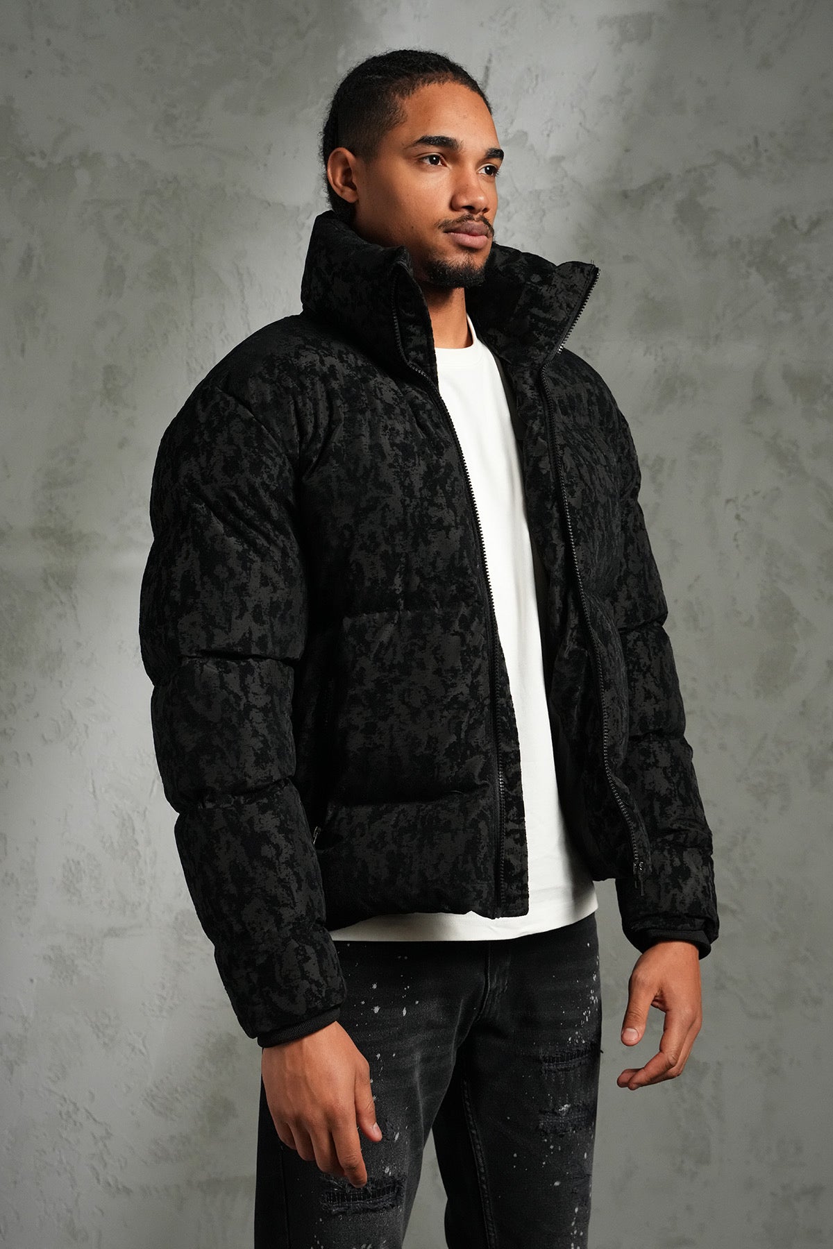 Doudoune motifs noir