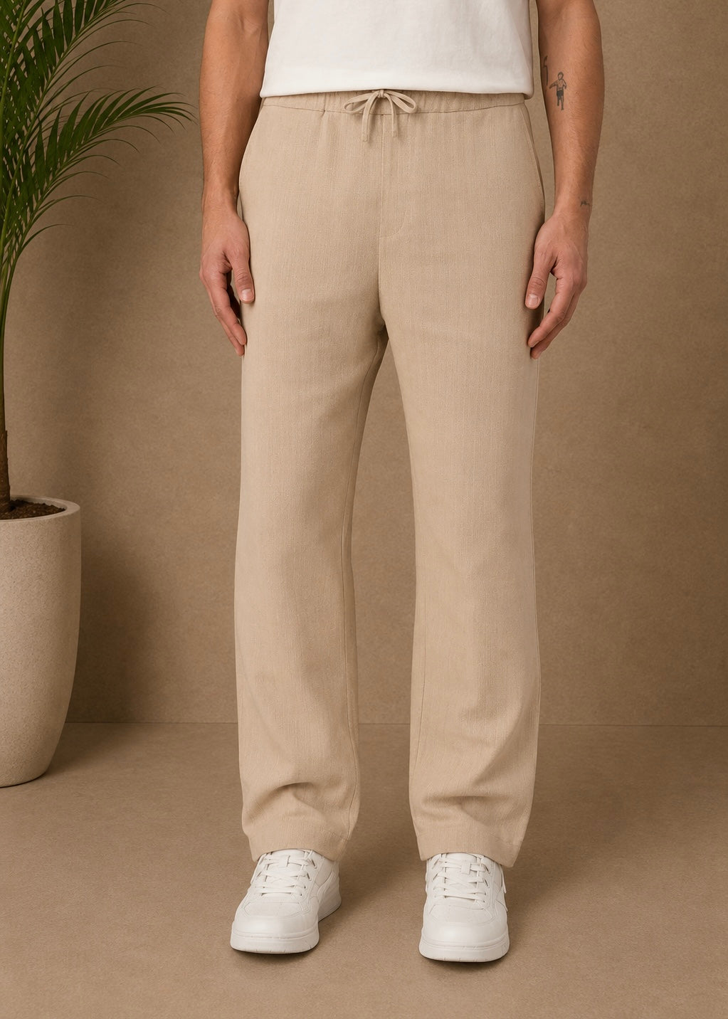 Pantalon Jacquard beige