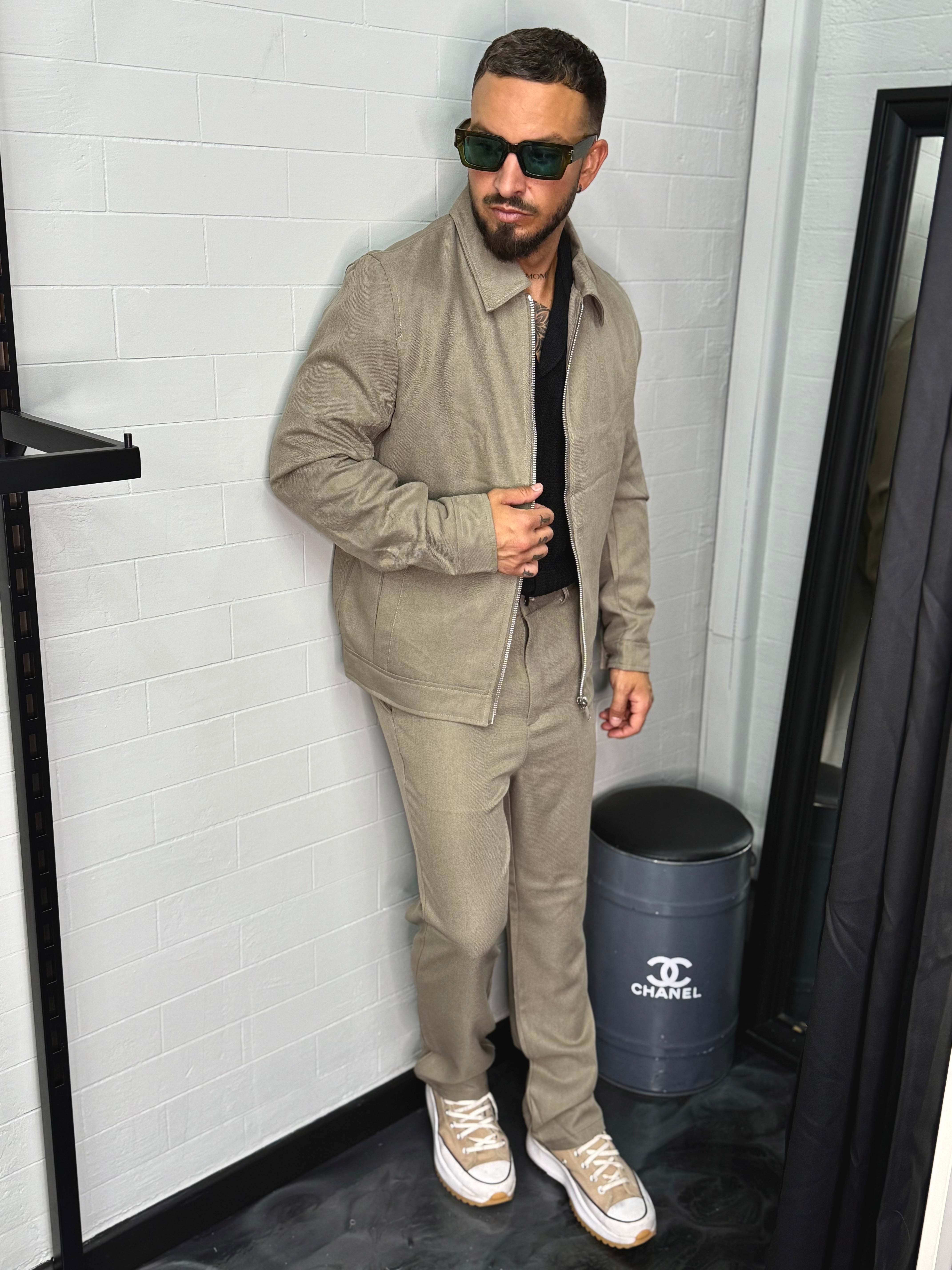 Ensemble pantalon + veste camel