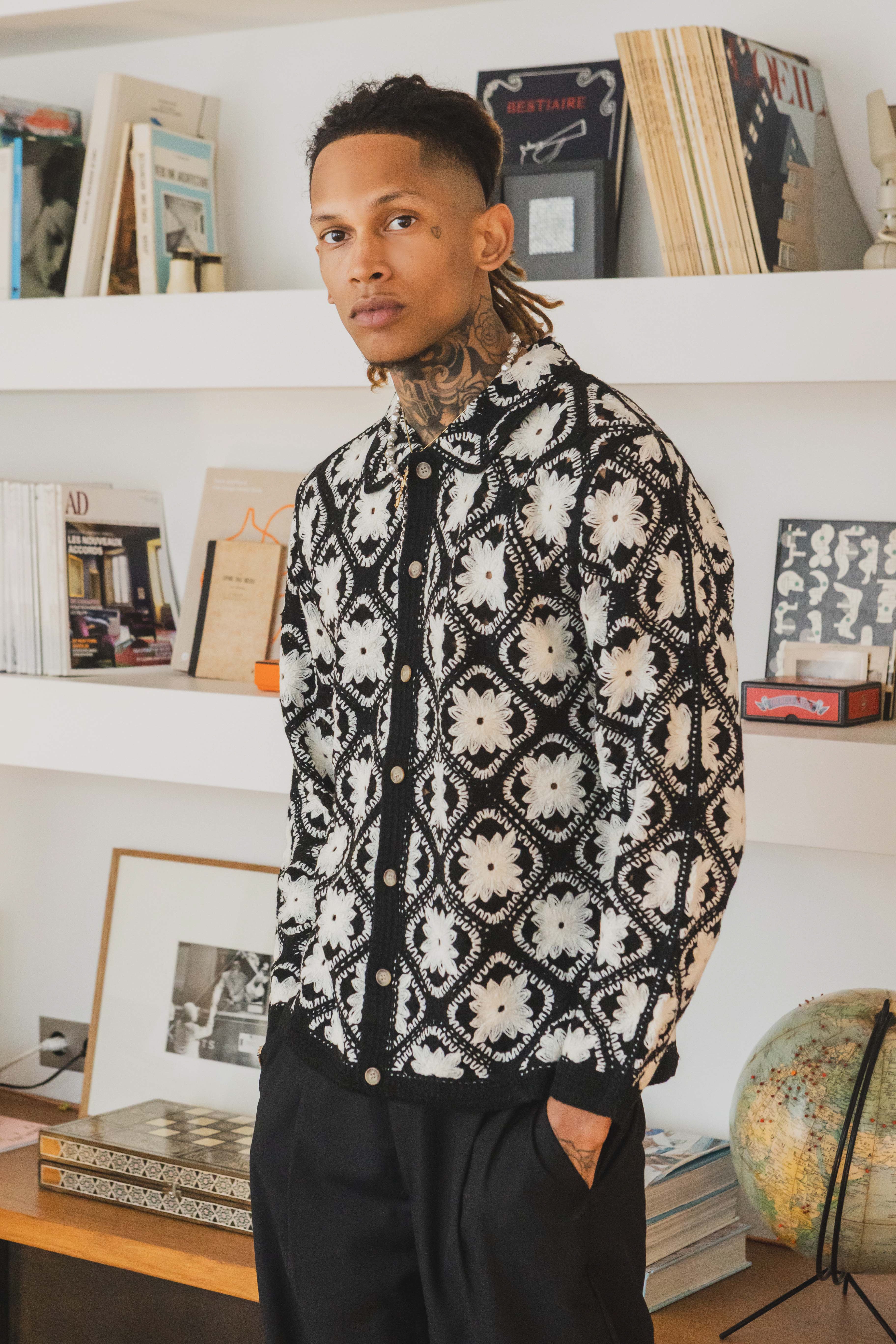 Surchemise motifs noir/blanc