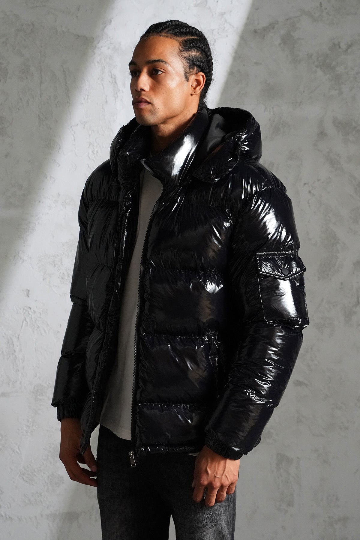 Doudoune brillante noir