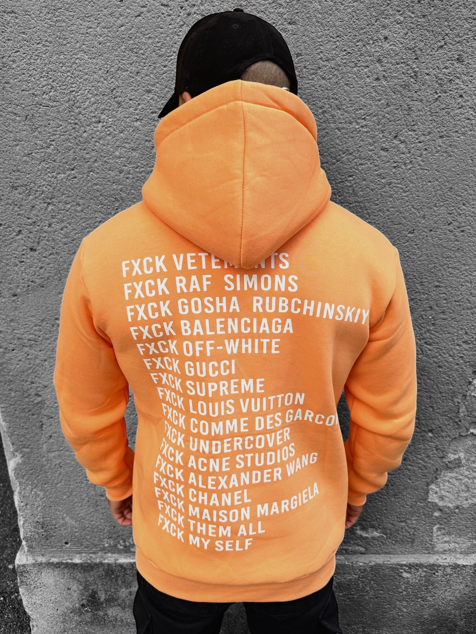Sweat capuche Fuck orange