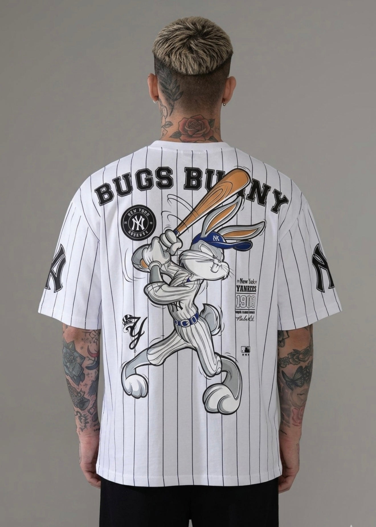 T-shirt Baseball Yankees Bugs Bunny blanc