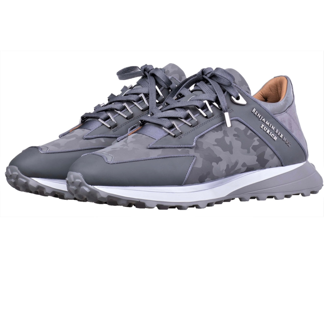 BENJAMIN BERNER - LOW-TOP BNJ ALPHA RUNNER STEEL GREY REFLECTIVE CAMOUFLAGE